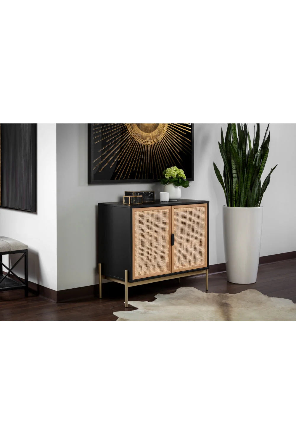 Luxury Rattan 2-Door Sideboard European Style for Villa