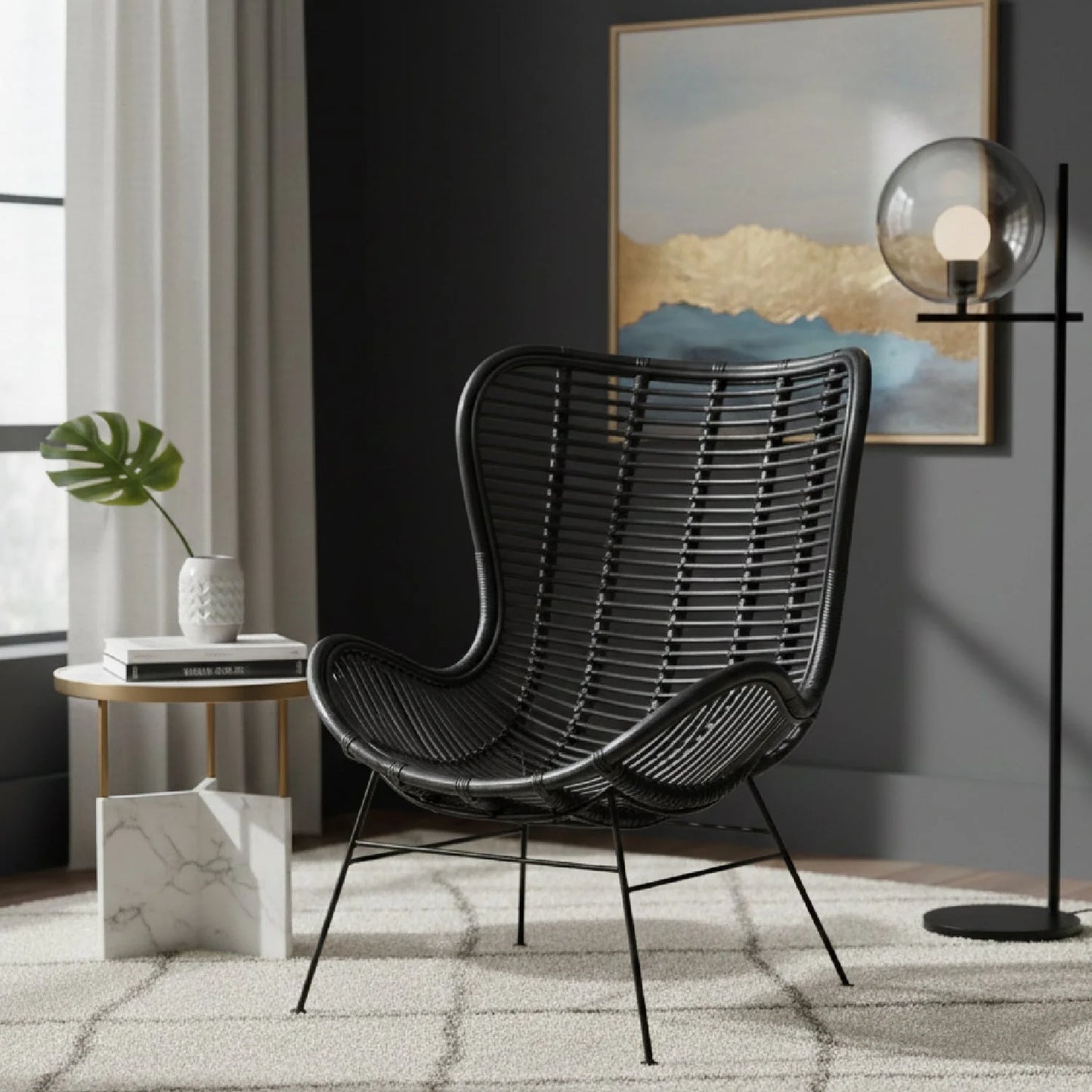 Luxury Rattan Accent Chair Modern Italian Style for Villa