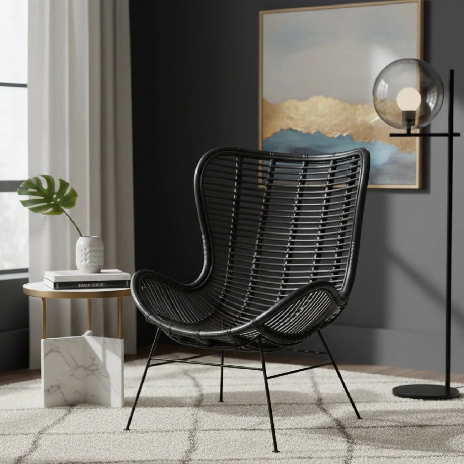 Luxury Rattan Accent Chair Modern Italian Style for Villa