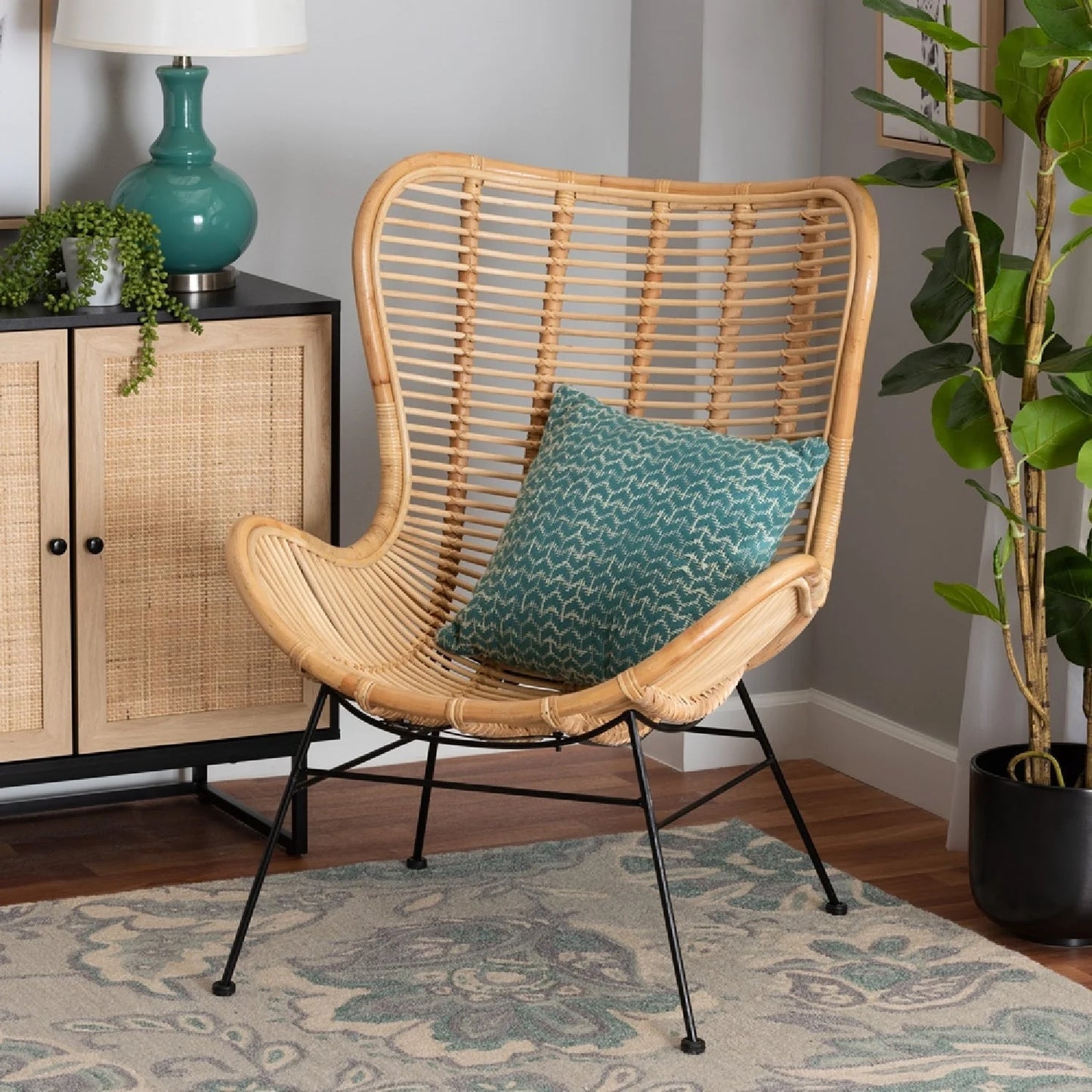 Luxury Rattan Accent Chair Modern Italian Style for Villa