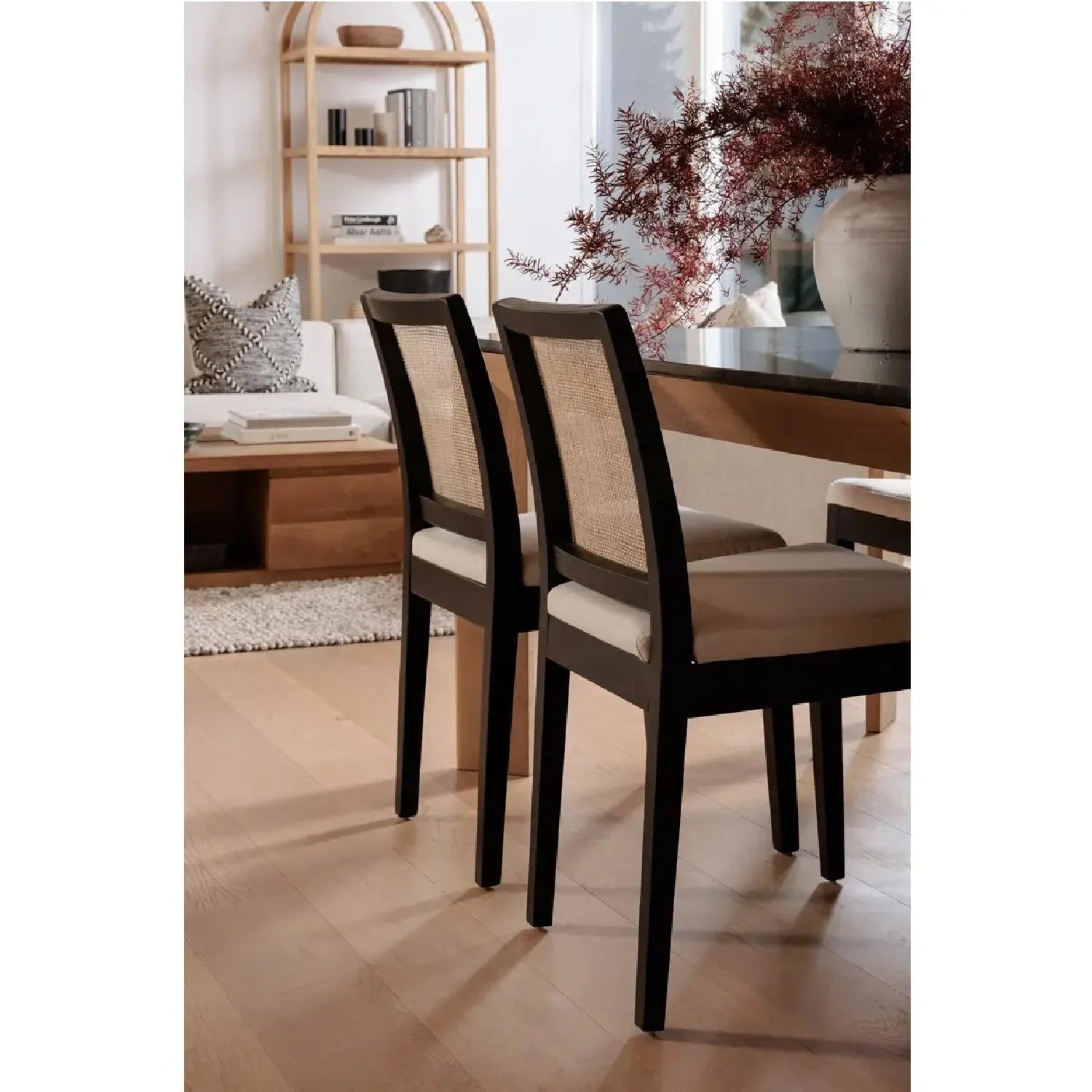Luxury Rattan Back Modern Dining Chair European Style for Villa