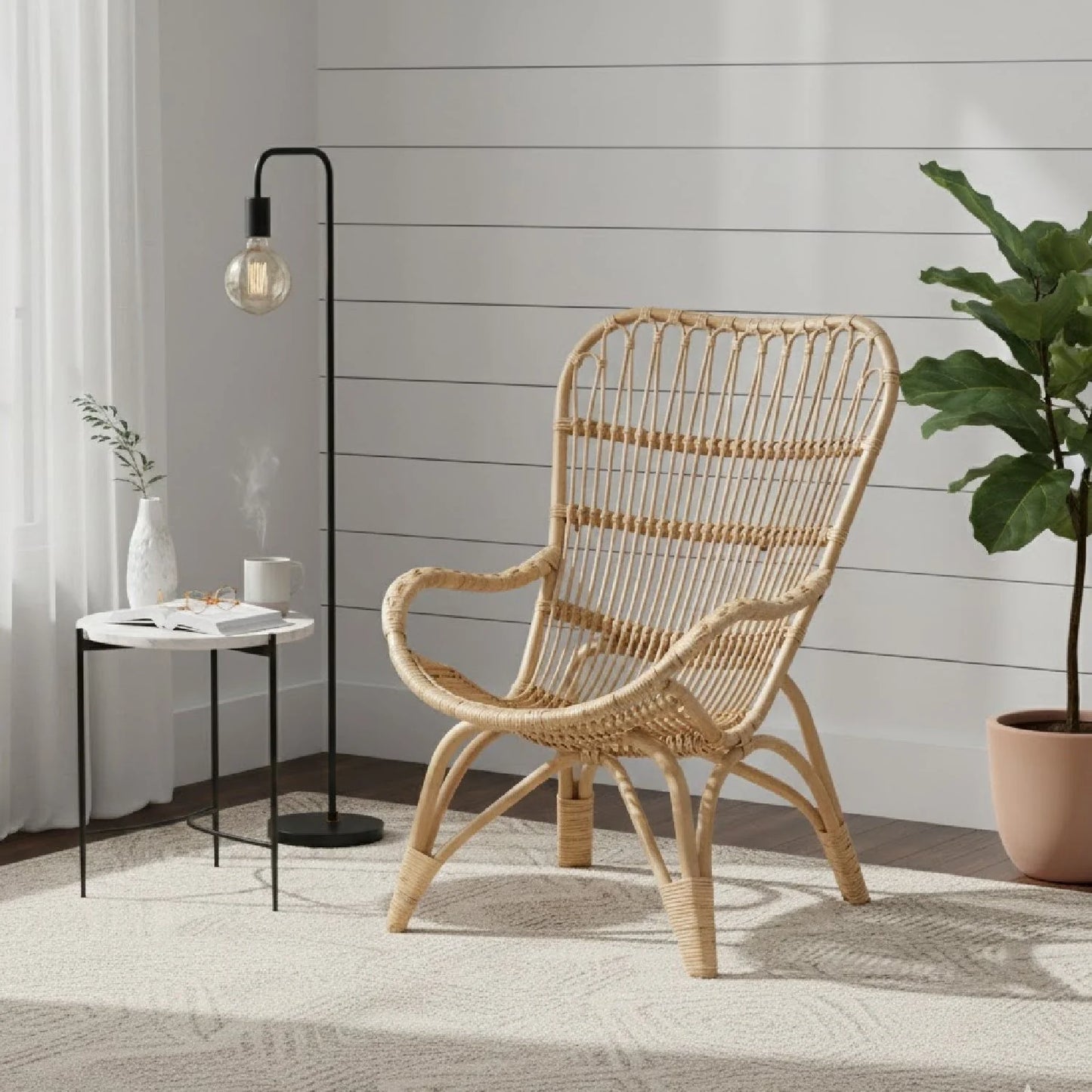Luxury Rattan Bohemian Lounge Chair Modern Italian Style for Villa