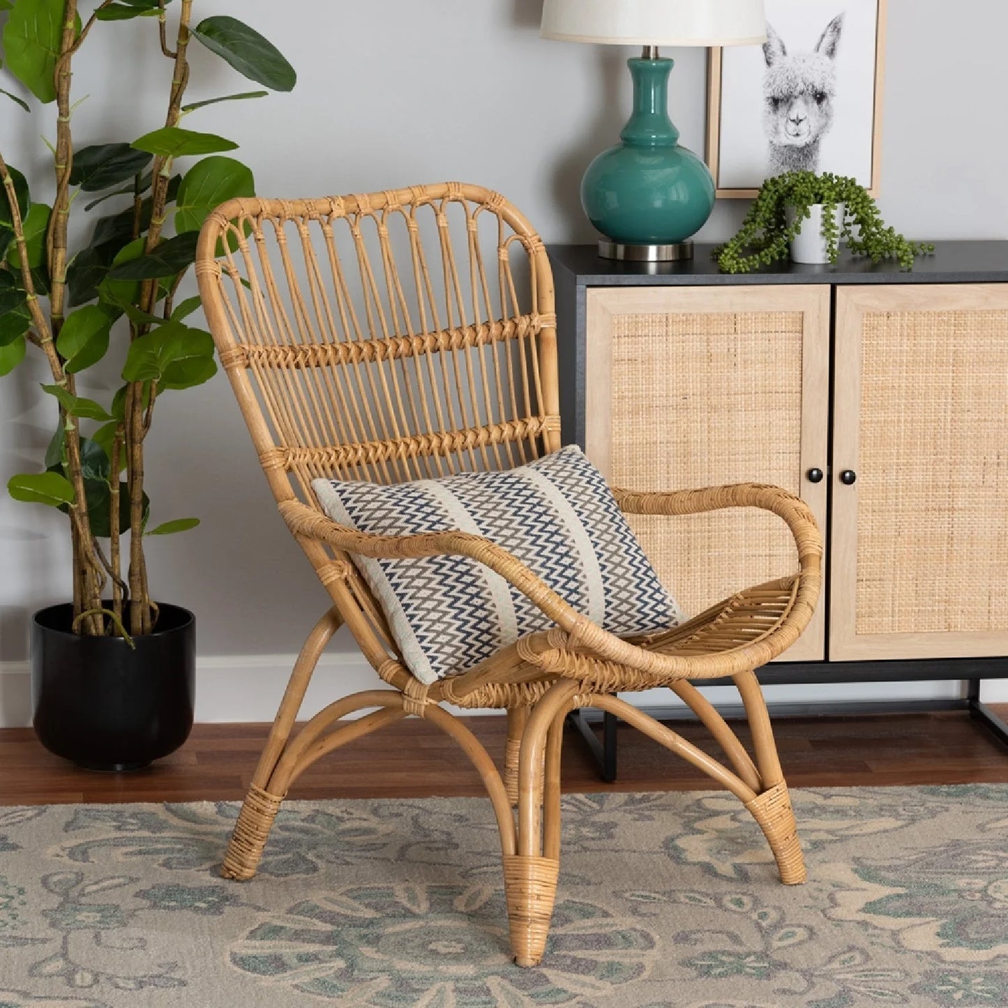 Luxury Rattan Bohemian Lounge Chair Modern Italian Style for Villa
