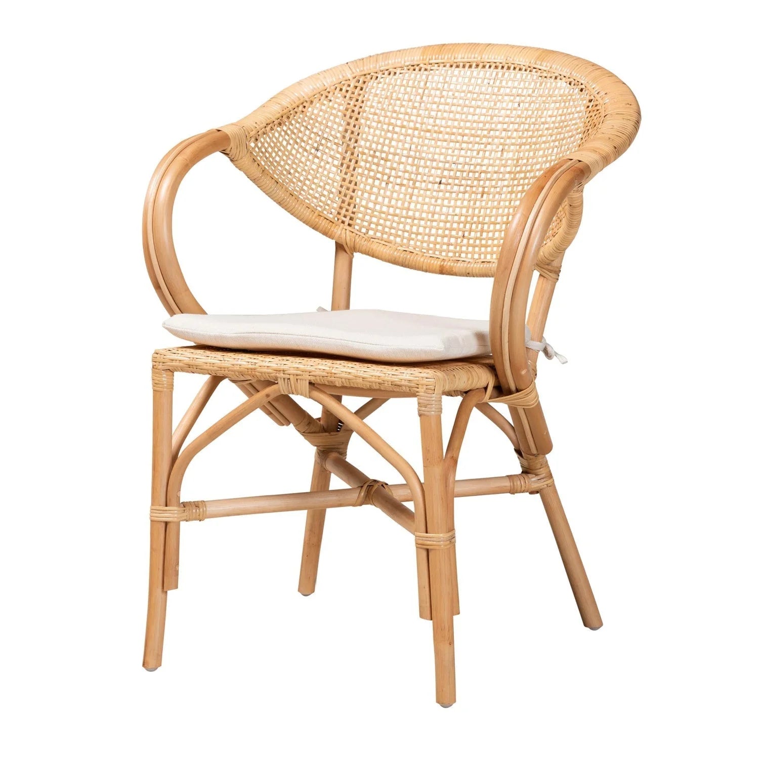 Luxury Rattan Framed Modern Dining Armchair European Style for Villa