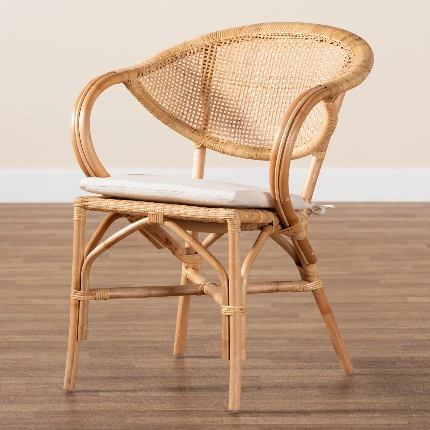 Luxury Rattan Framed Modern Dining Armchair European Style for Villa