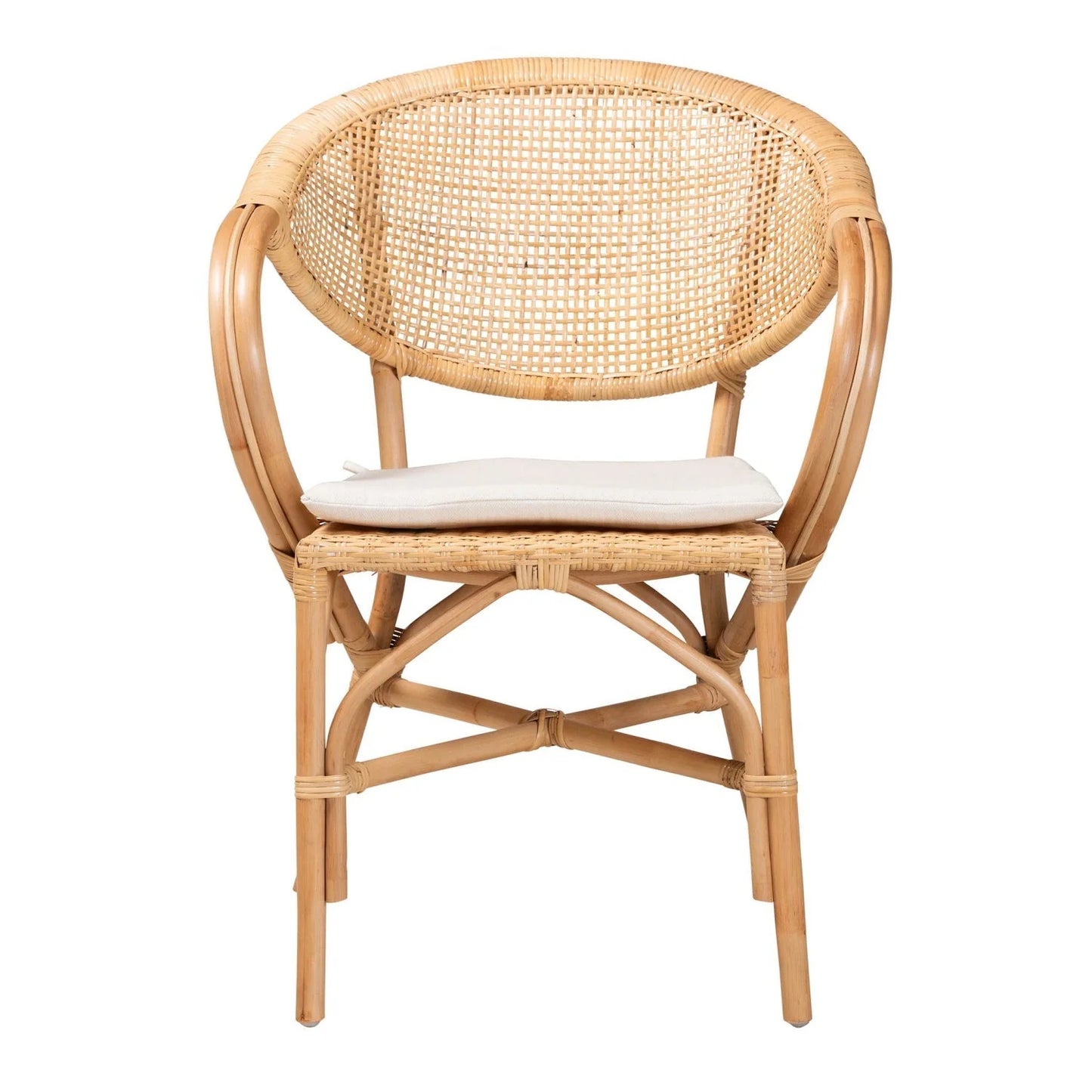 Luxury Rattan Framed Modern Dining Armchair European Style for Villa