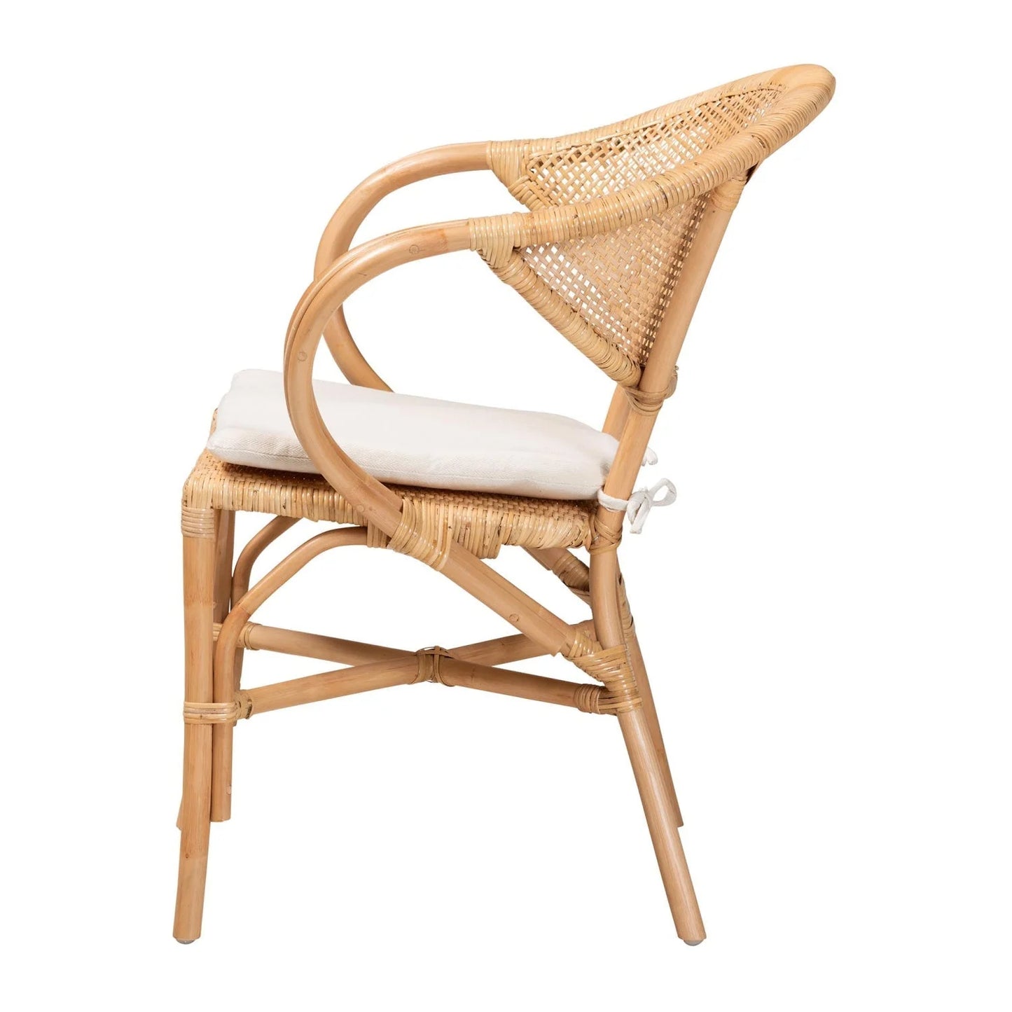 Luxury Rattan Framed Modern Dining Armchair European Style for Villa