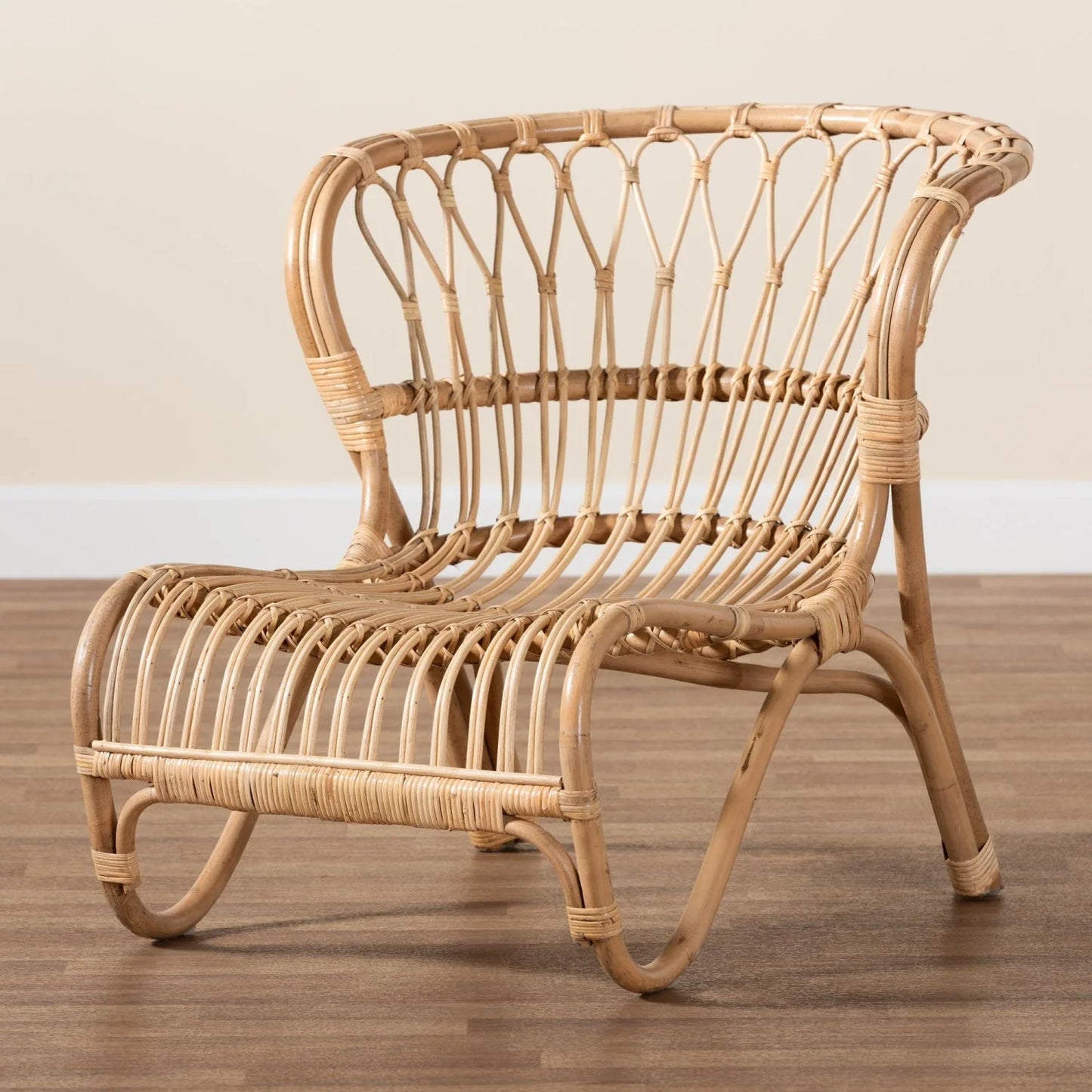 Luxury Rattan Openwork Accent Chair Modern European Style for Villa