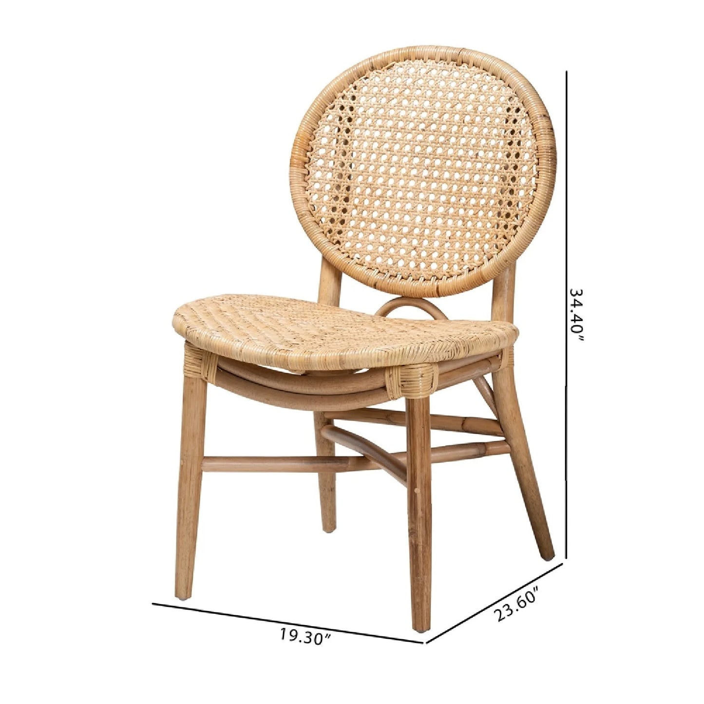 Luxury Rattan Round Back Modern Dining Chair European Style for Villa