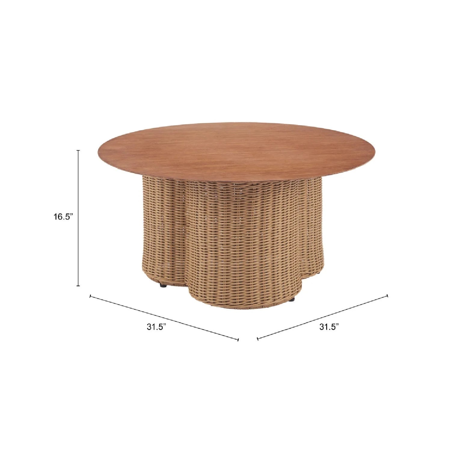 Luxury Rattan Round Coffee Table Modern Italian Style for Villa