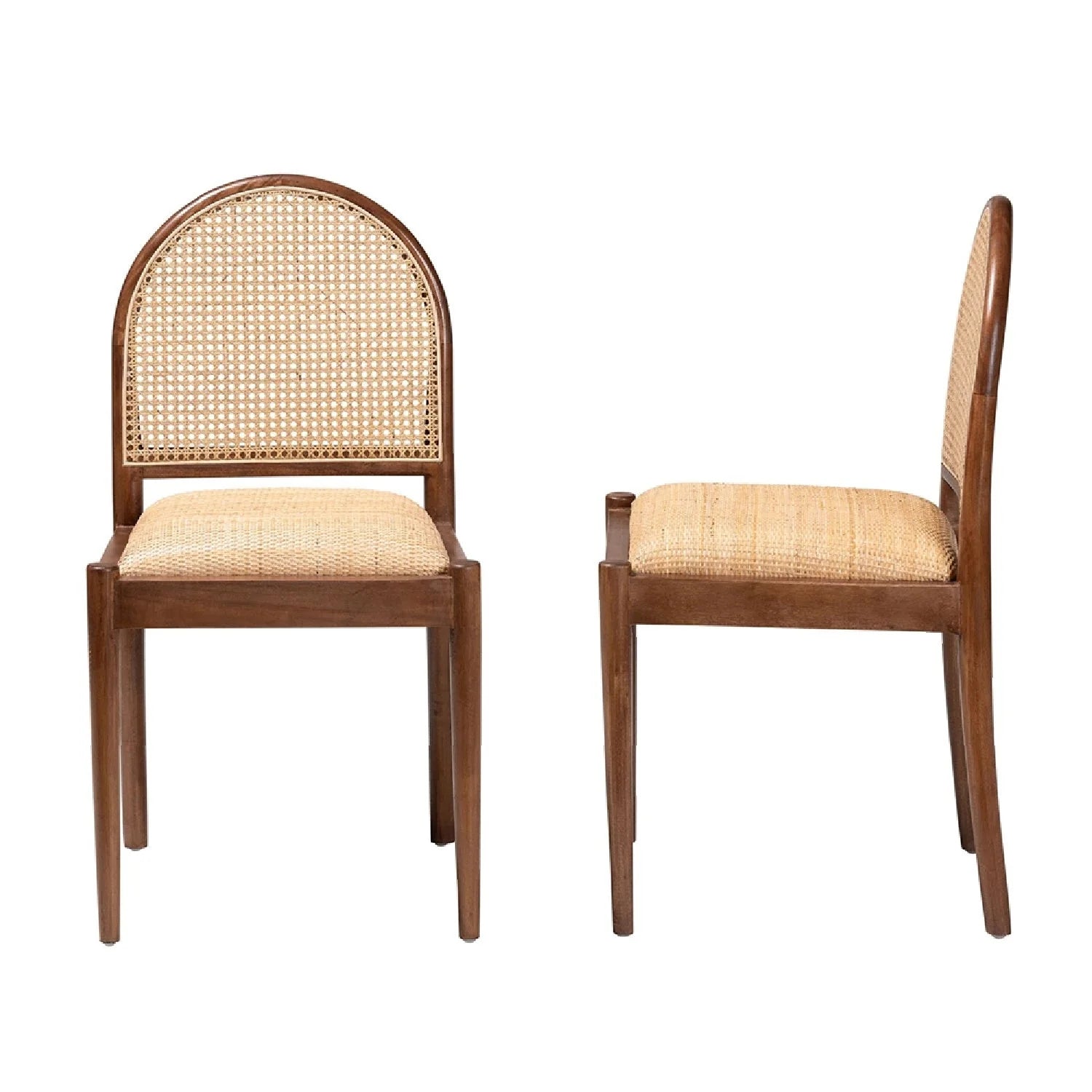 Luxury Rattan Solid Wood Modern Dining Chair European Style for Villa