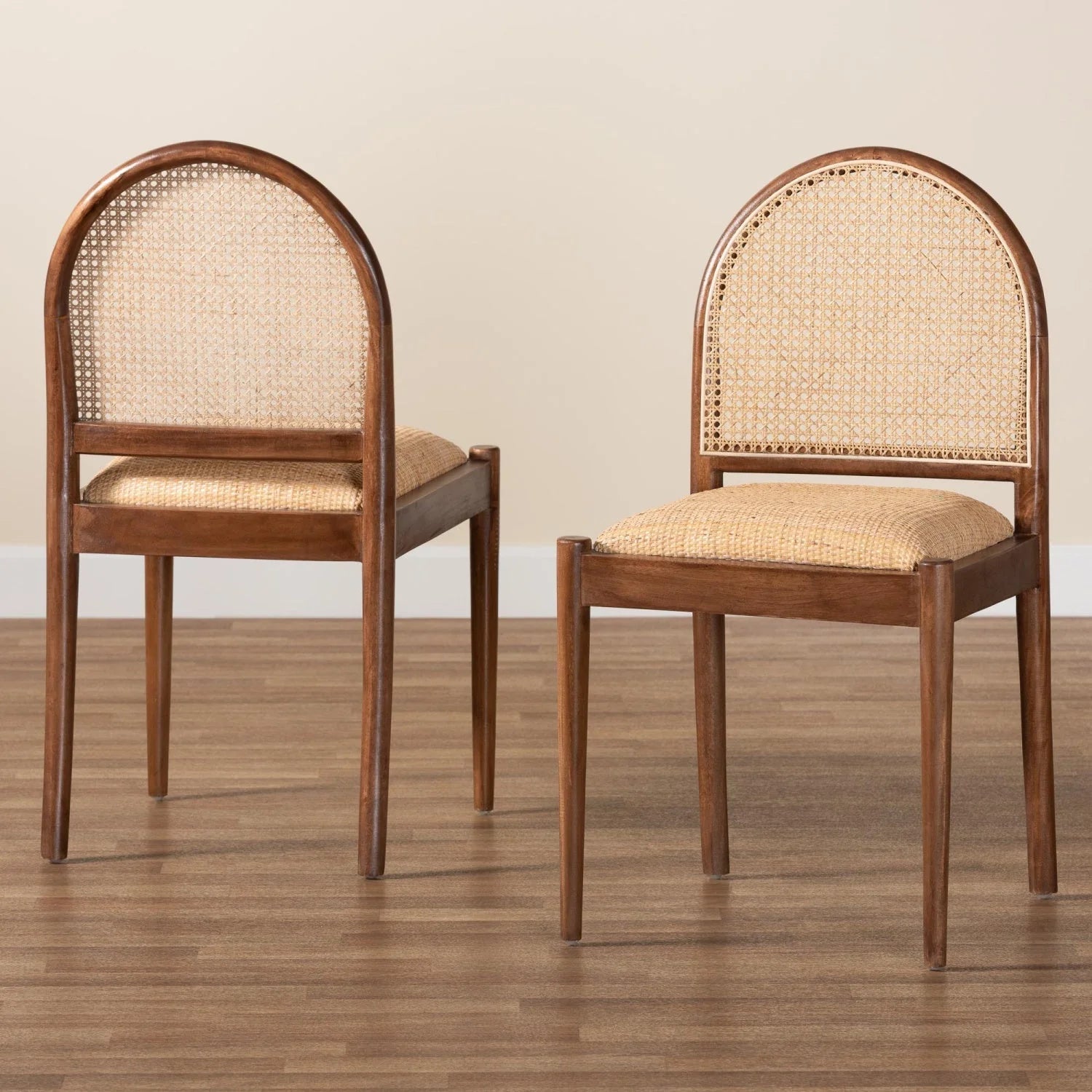 Luxury Rattan Solid Wood Modern Dining Chair European Style for Villa