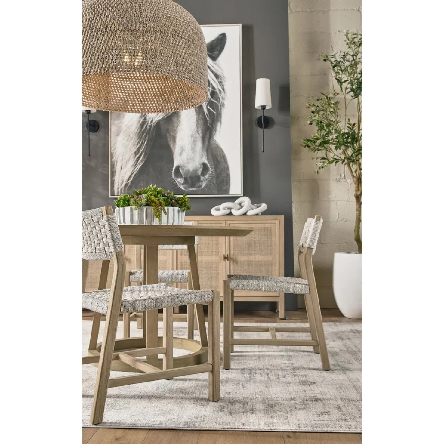 Luxury Rattan Solid Wood Modern Dining Chair European Style for Villa