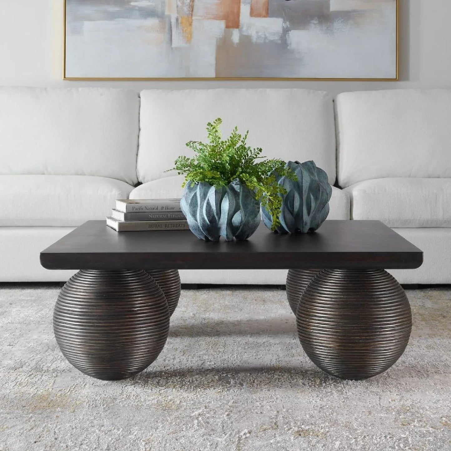 Luxury Rattan Sphere Coffee Table Modern Italian Style for Villa