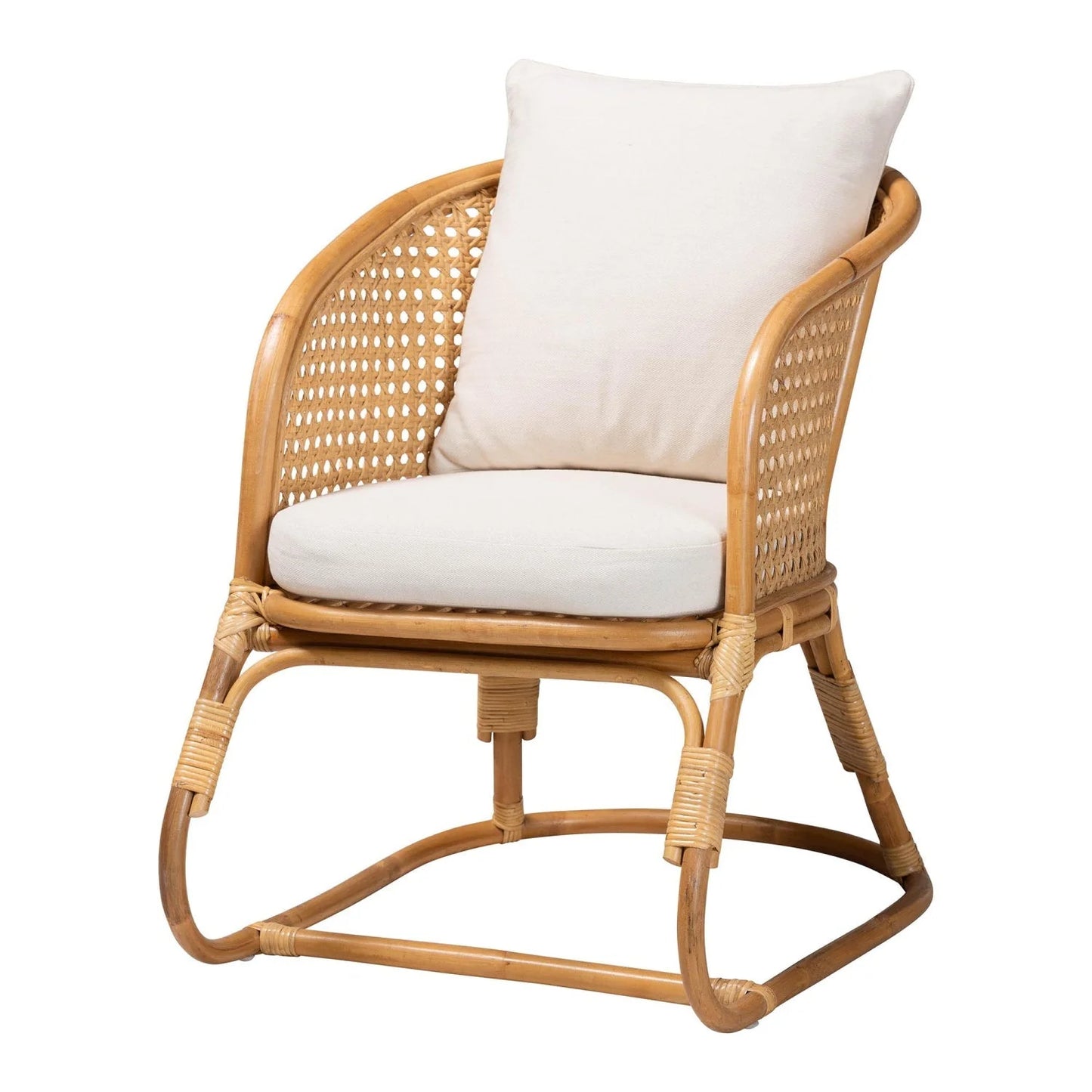 Luxury Rattan Webbing Accent Chair Modern Italian Style for Villa