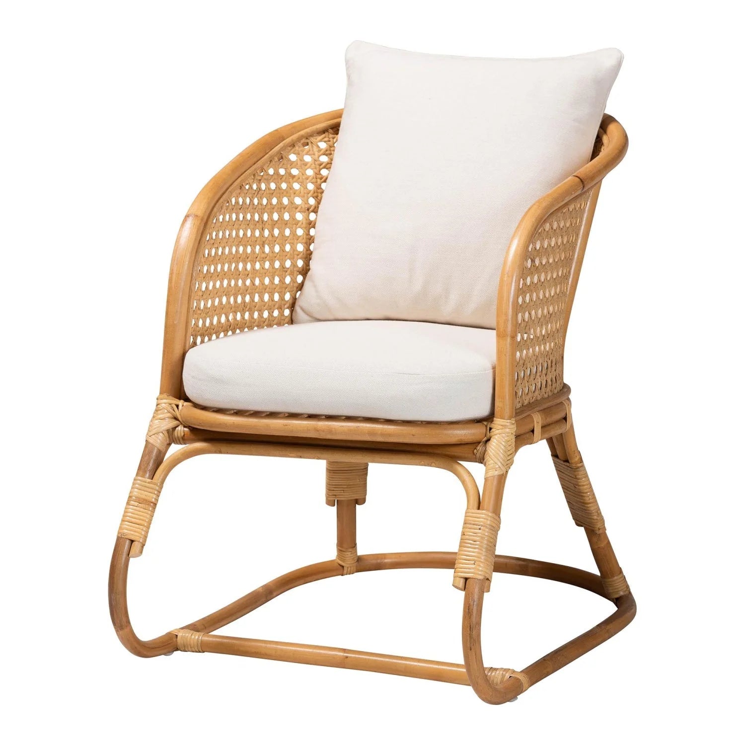 Luxury Rattan Webbing Accent Chair Modern Italian Style for Villa