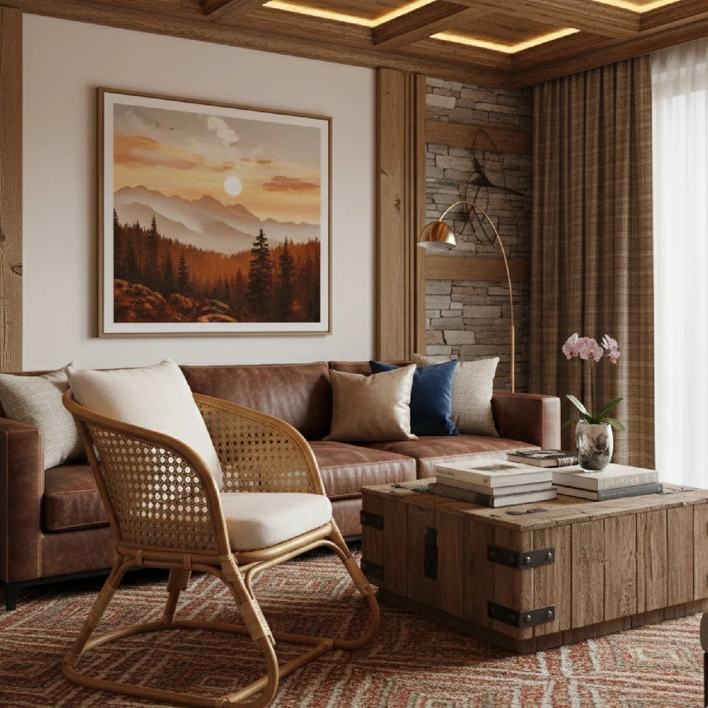 Luxury Rattan Webbing Accent Chair Modern Italian Style for Villa