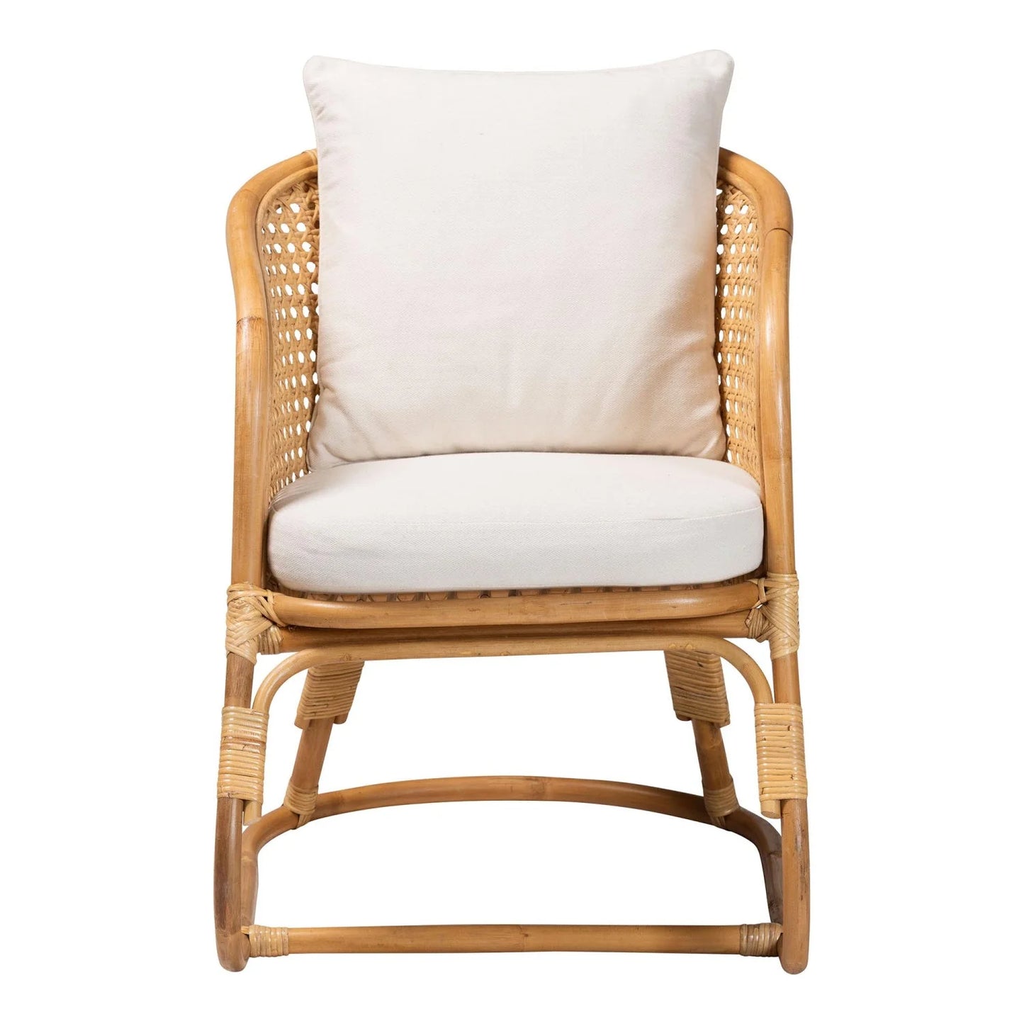 Luxury Rattan Webbing Accent Chair Modern Italian Style for Villa