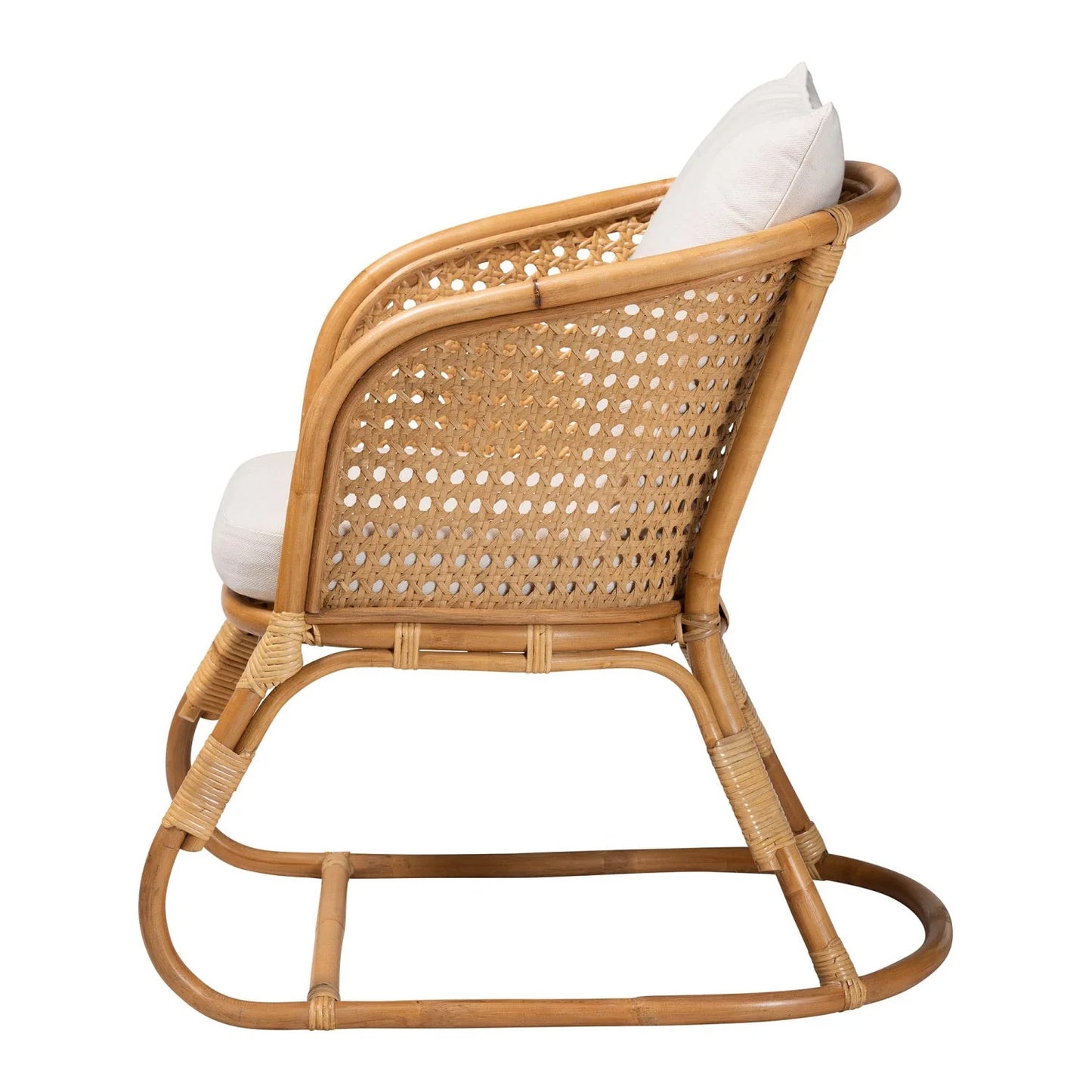 Luxury Rattan Webbing Accent Chair Modern Italian Style for Villa