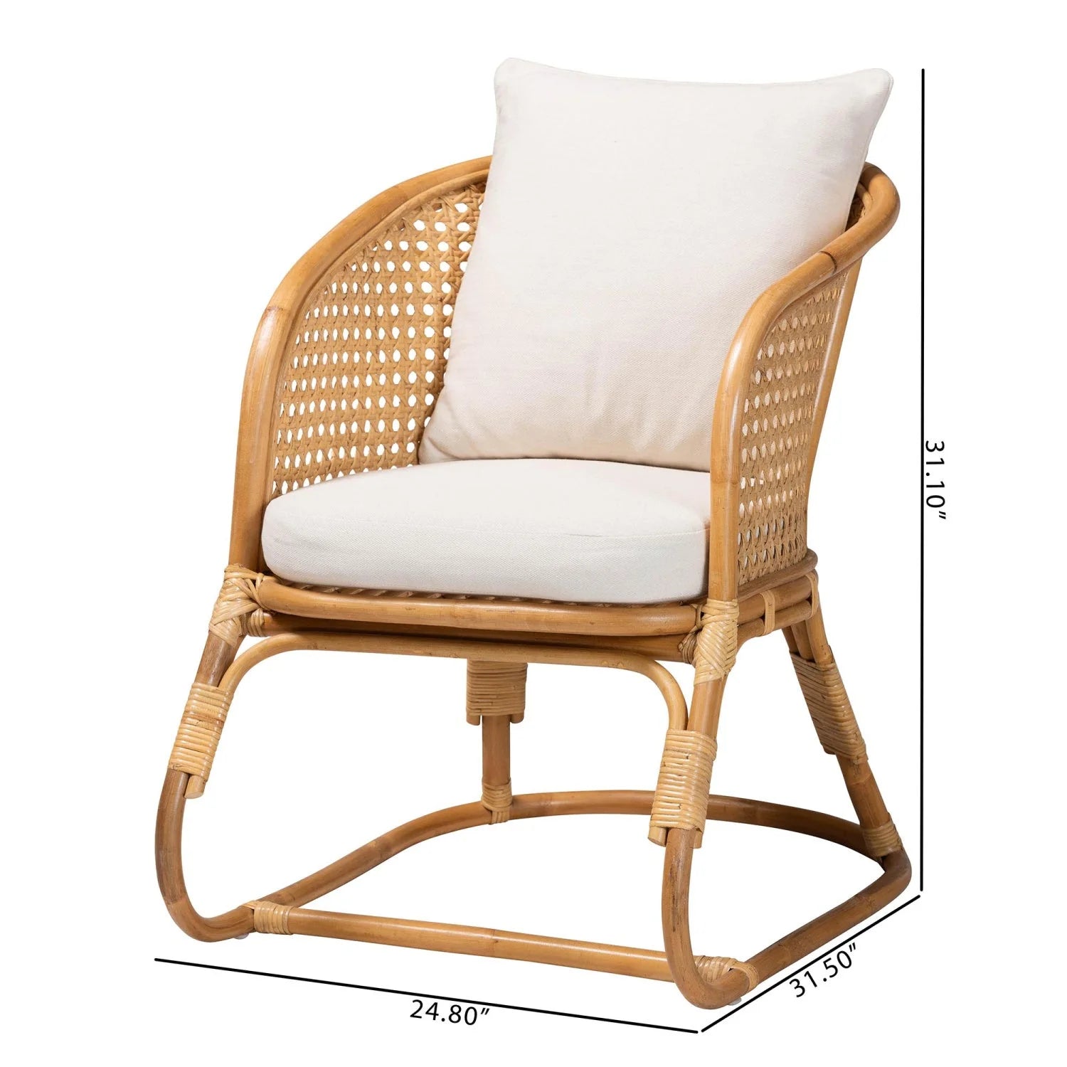 Luxury Rattan Webbing Accent Chair Modern Italian Style for Villa
