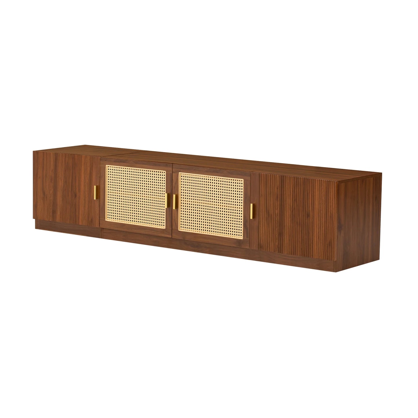 Luxury Rattan Wood TV Stand Modern Italian Style for Villa