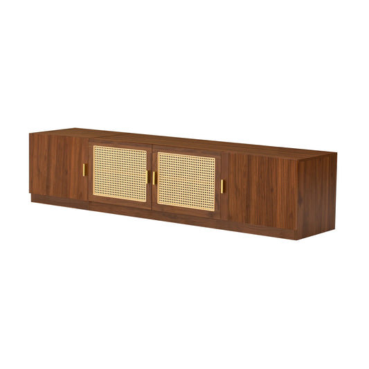 Luxury Rattan Wood TV Stand Modern Italian Style for Villa