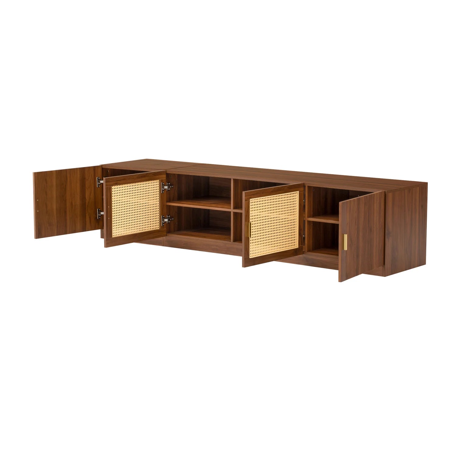 Luxury Rattan Wood TV Stand Modern Italian Style for Villa