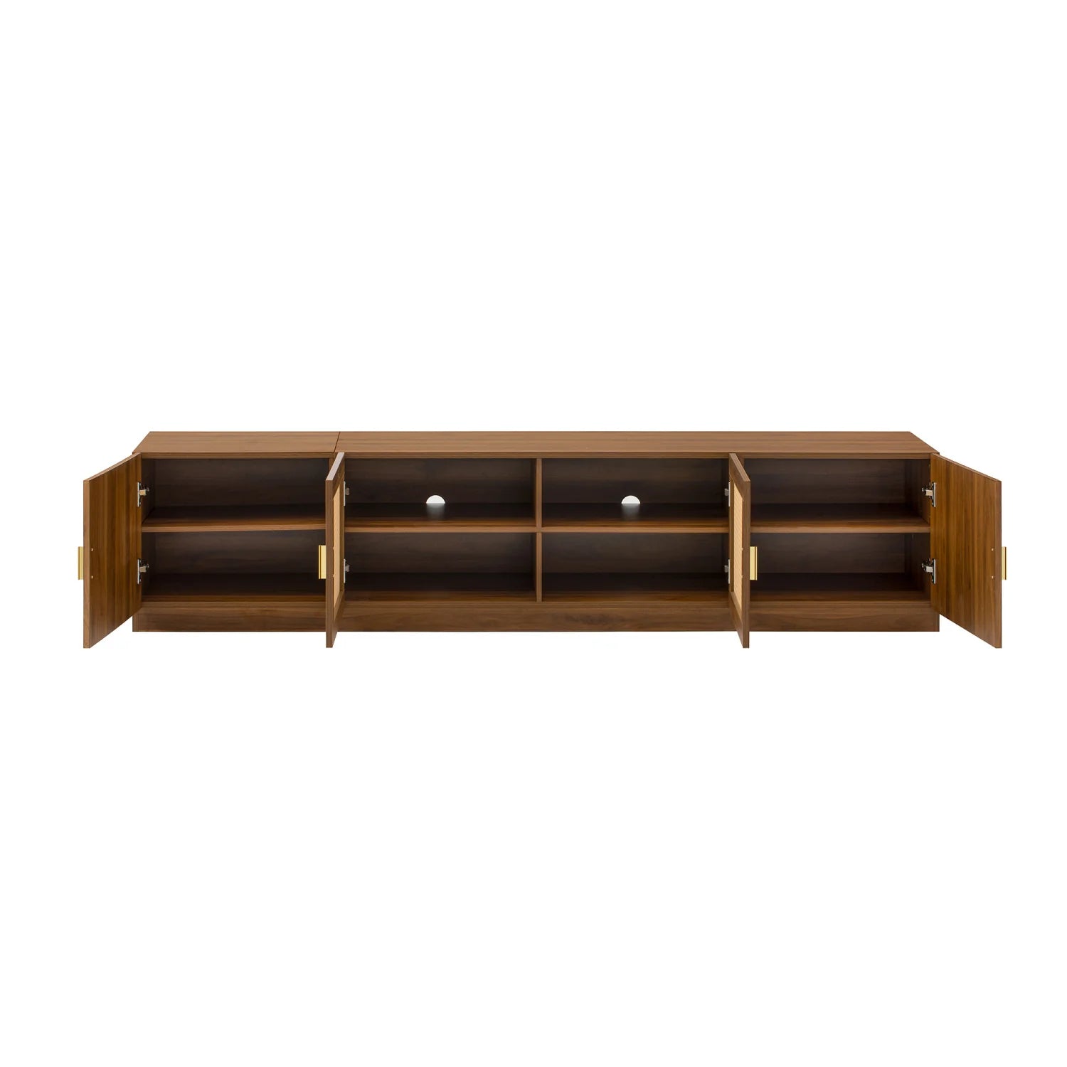 Luxury Rattan Wood TV Stand Modern Italian Style for Villa