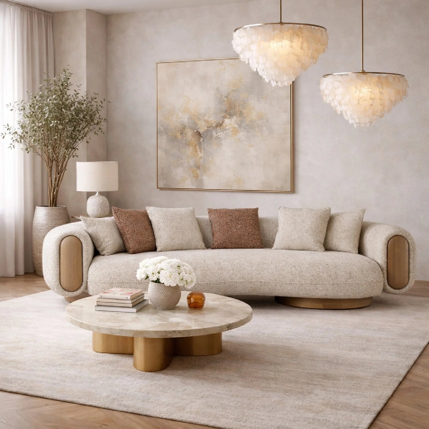 Luxury Raywood Multicolored Boucle Sofa Modern Italian Style for Villa