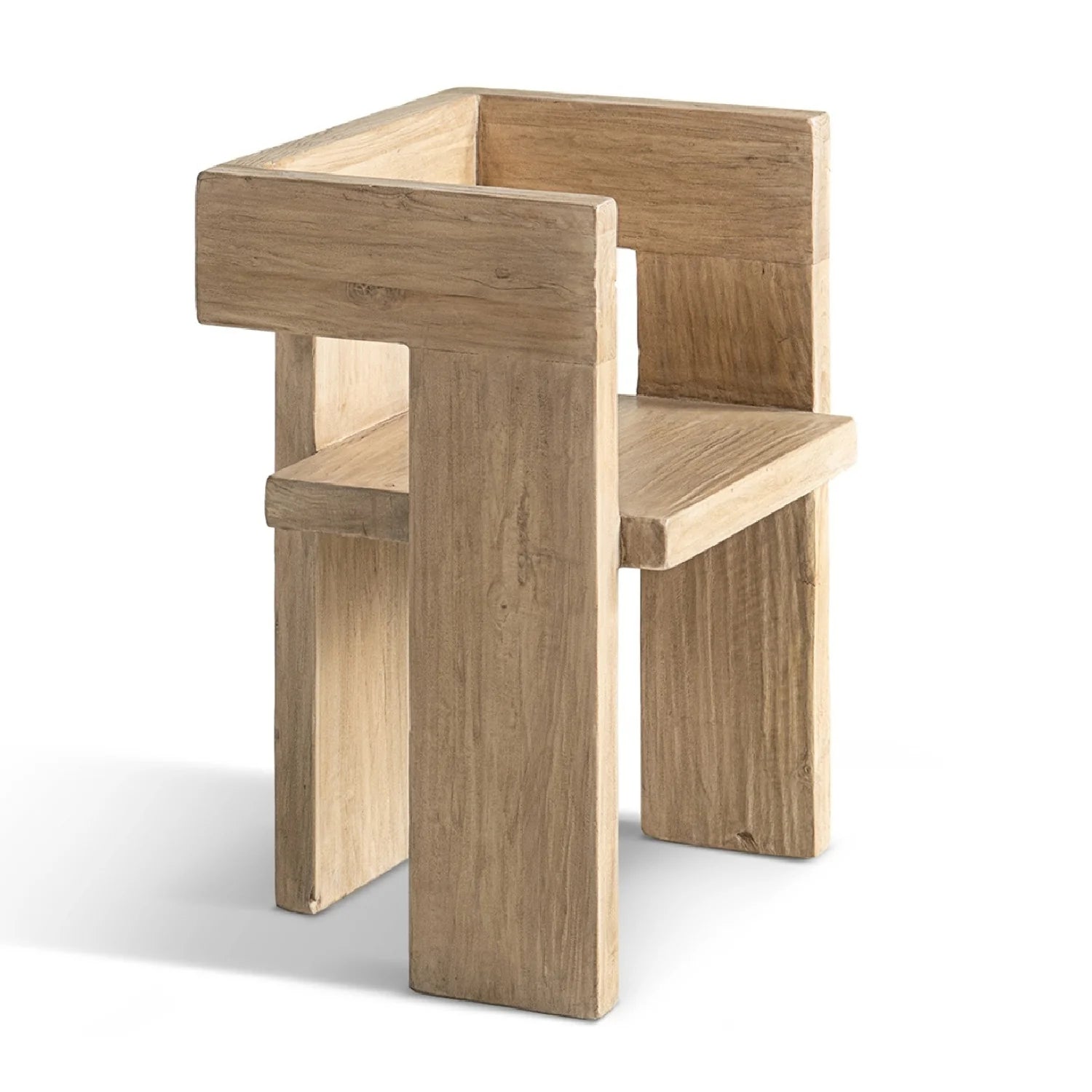 Luxury Reclaimed Elm Sculptural Accent Chair Modern Italian Style for Villa