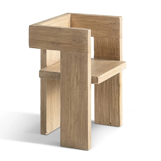 Luxury Reclaimed Elm Sculptural Accent Chair Modern Italian Style for Villa