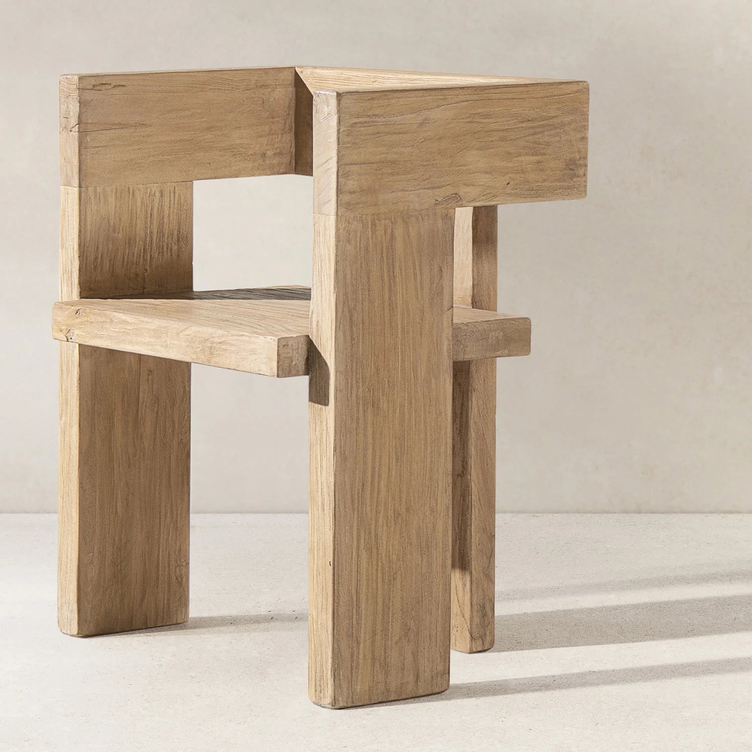 Luxury Reclaimed Elm Sculptural Accent Chair Modern Italian Style for Villa