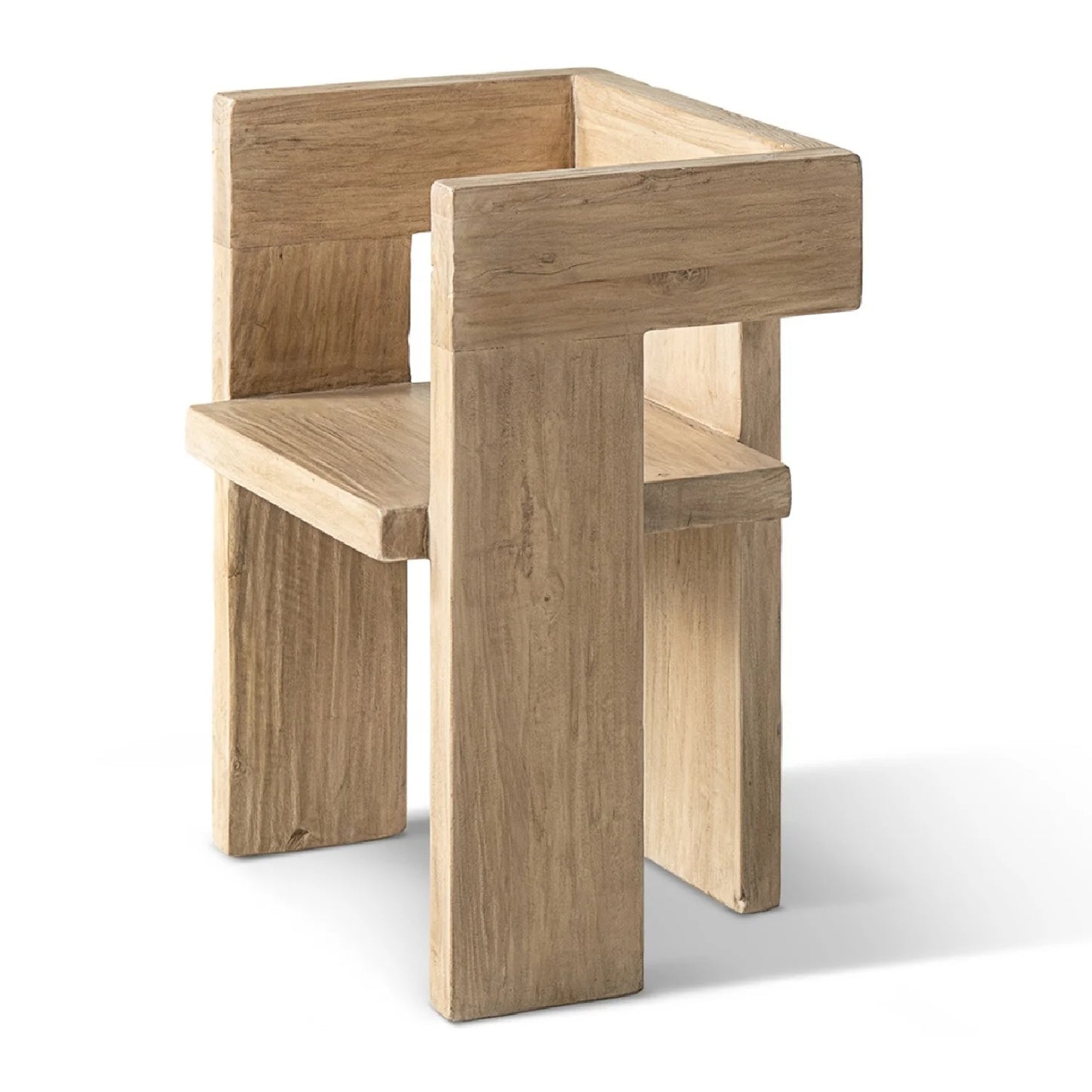 Luxury Reclaimed Elm Sculptural Accent Chair Modern Italian Style for Villa
