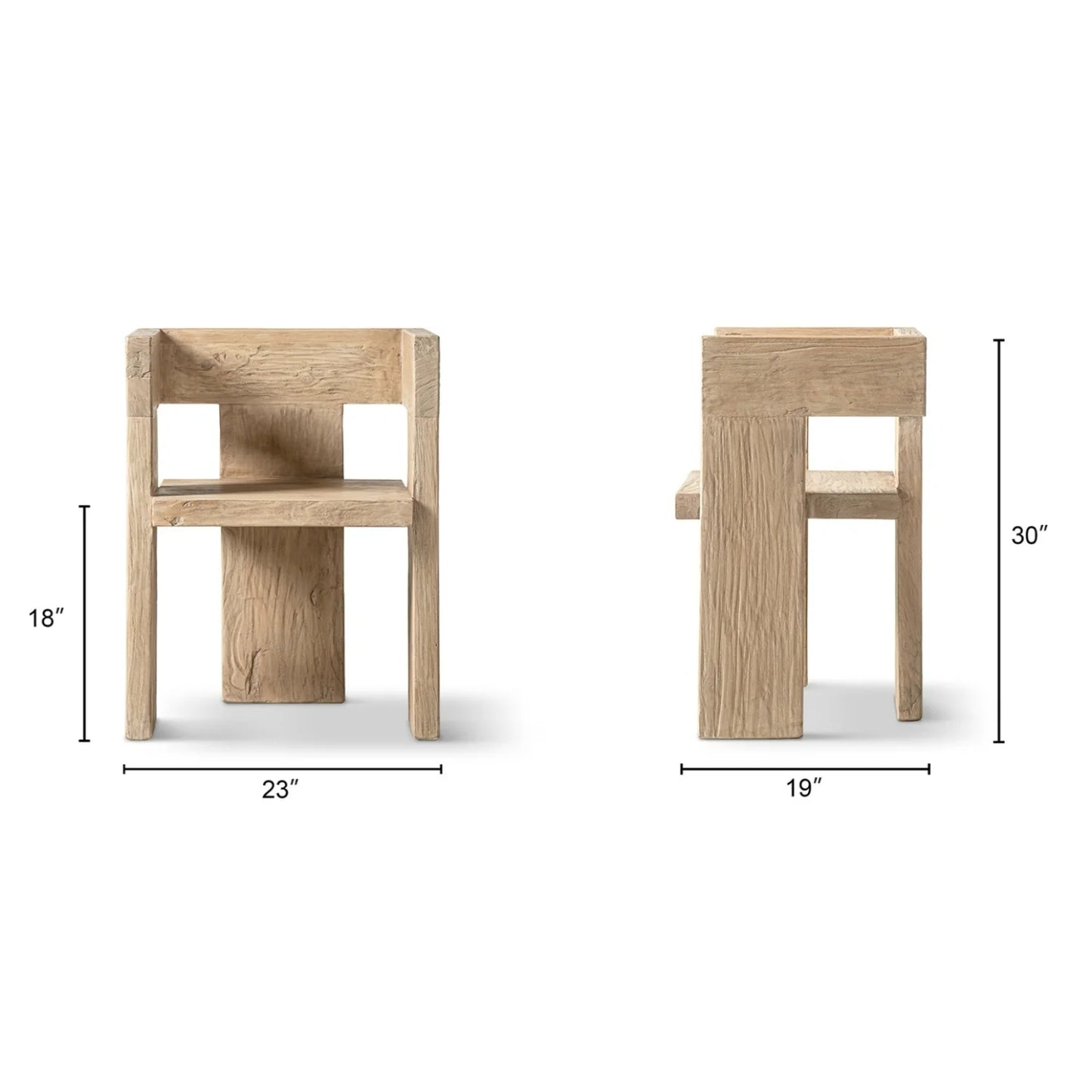 Luxury Reclaimed Elm Sculptural Accent Chair Modern Italian Style for Villa