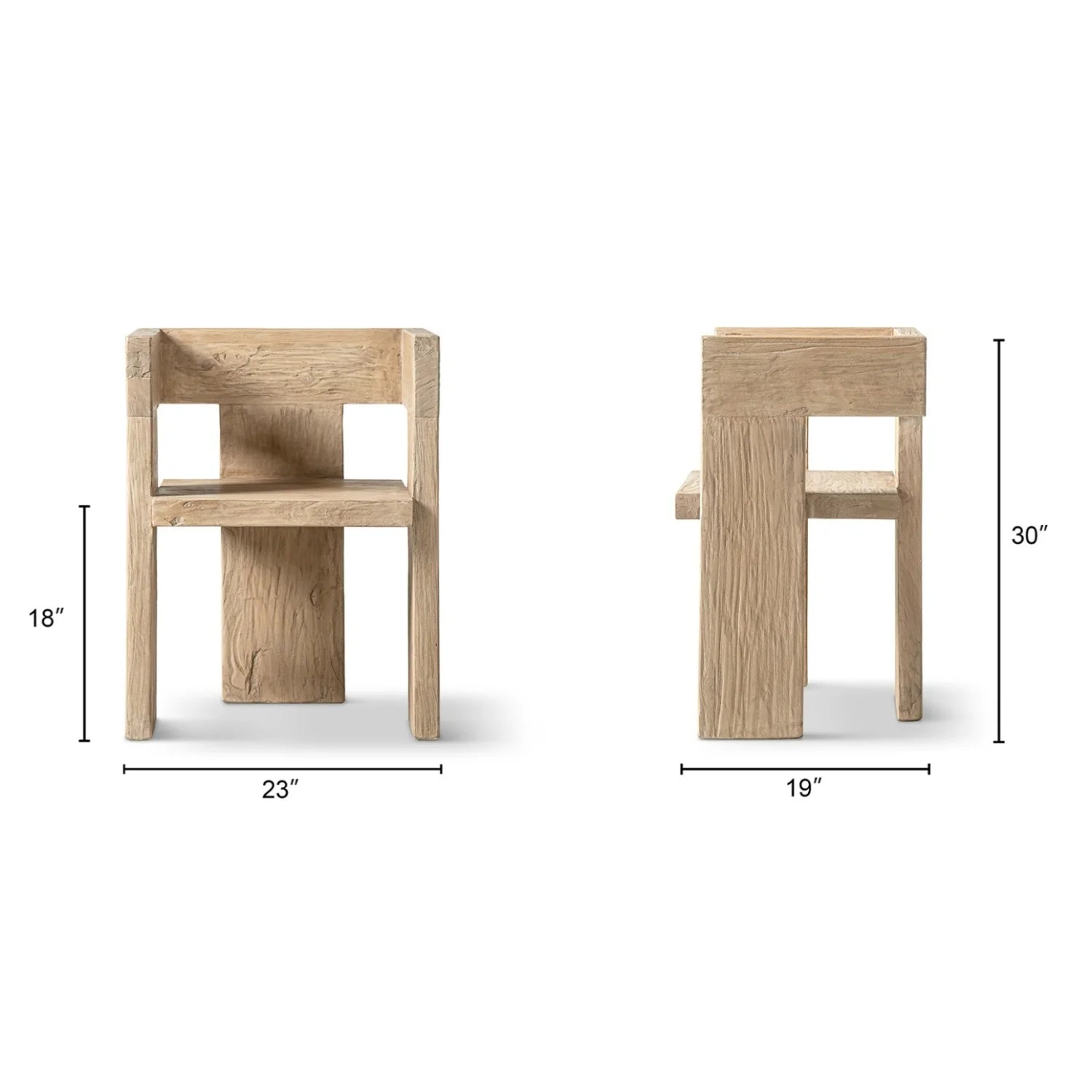 Luxury Reclaimed Elm Sculptural Accent Chair Modern Italian Style for Villa