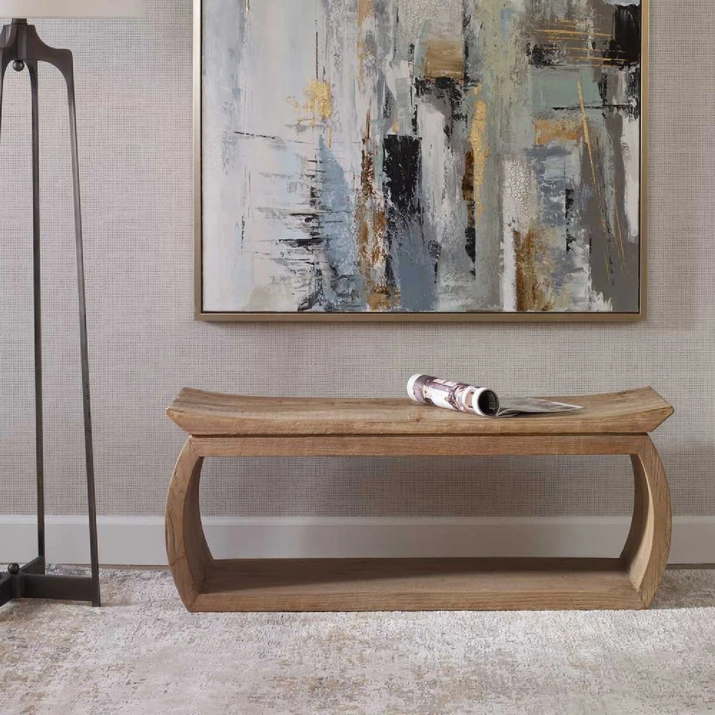 Luxury Reclaimed Elm Wood Bench European Style for Villa