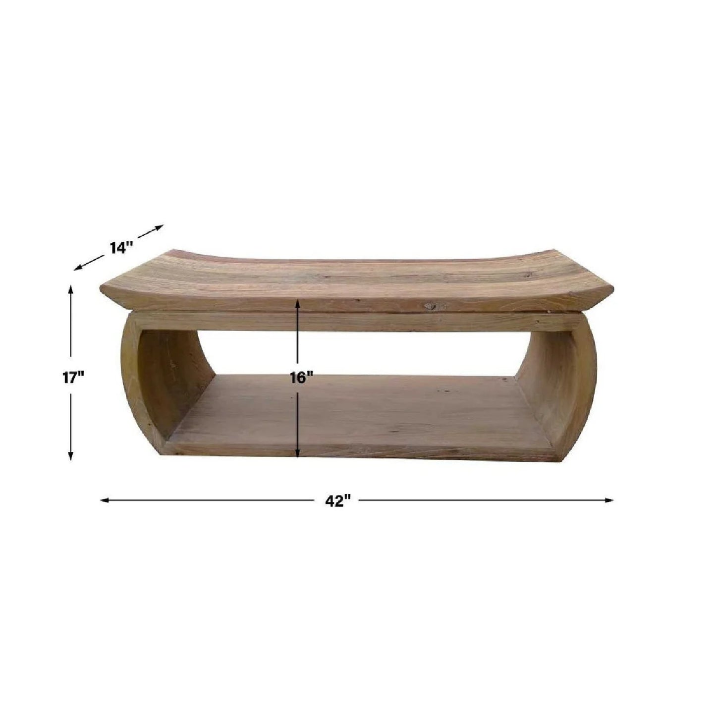 Luxury Reclaimed Elm Wood Bench European Style for Villa
