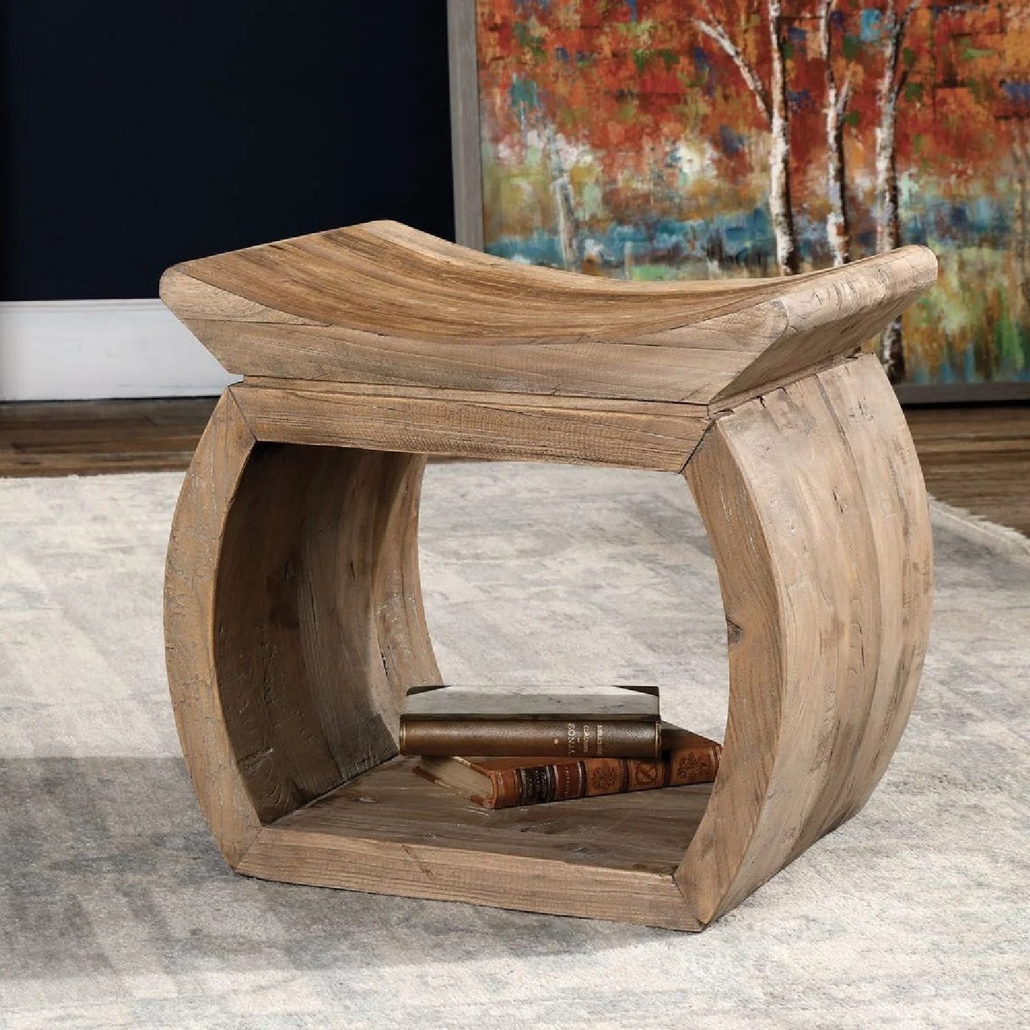 Luxury Reclaimed Elm Wood Bench European Style for Villa