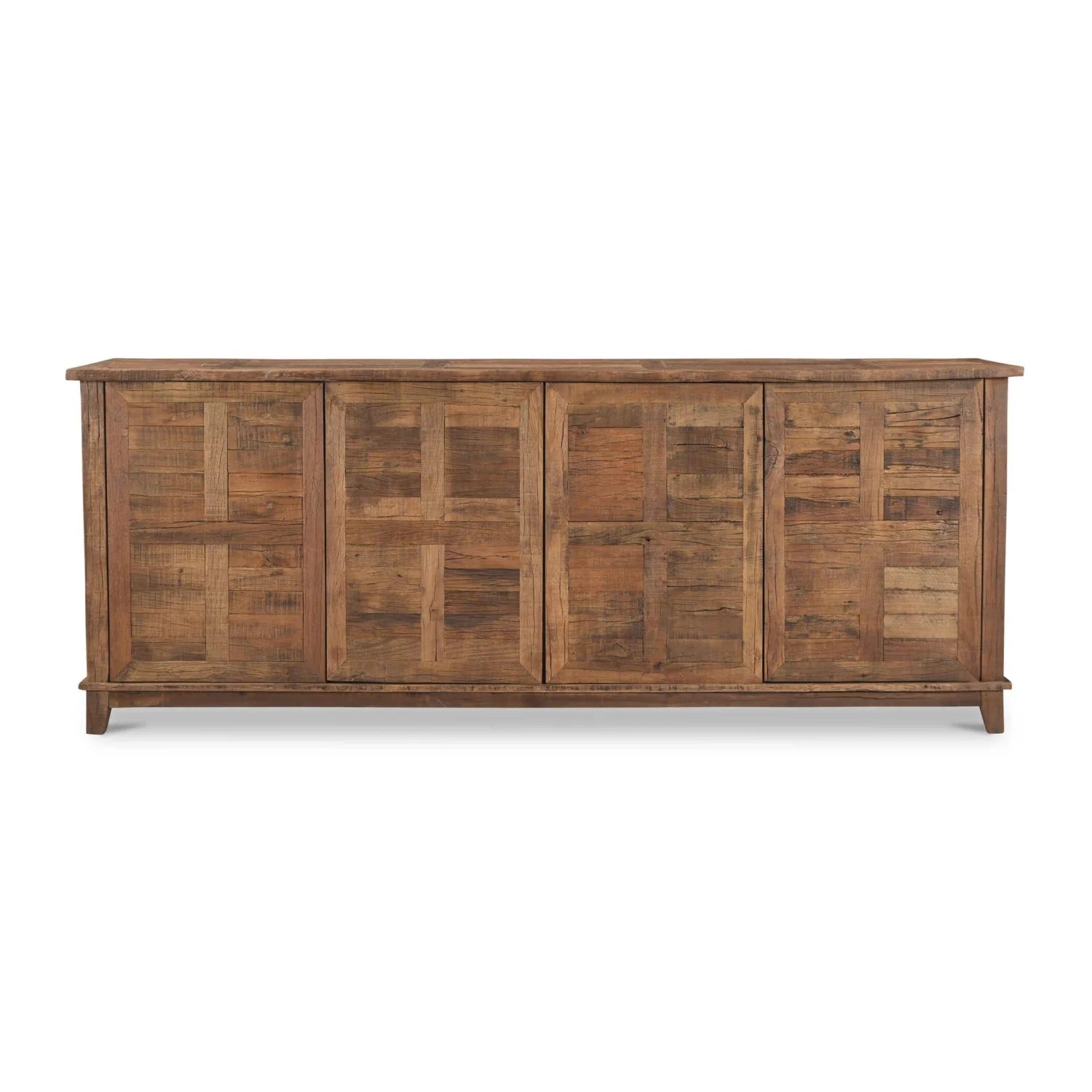 Luxury Reclaimed Wood 4-Door Sideboard European Style for Villa