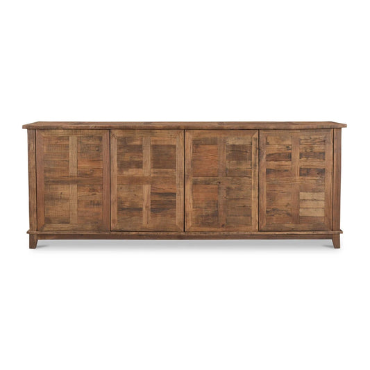 Luxury Reclaimed Wood 4-Door Sideboard European Style for Villa