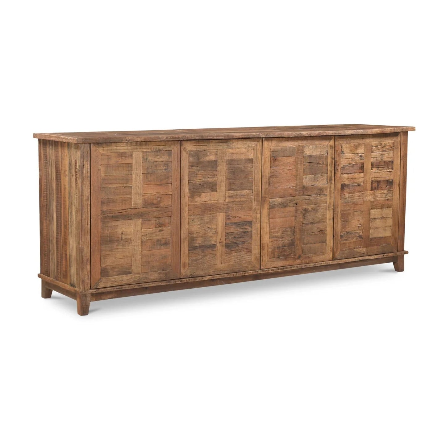 Luxury Reclaimed Wood 4-Door Sideboard European Style for Villa