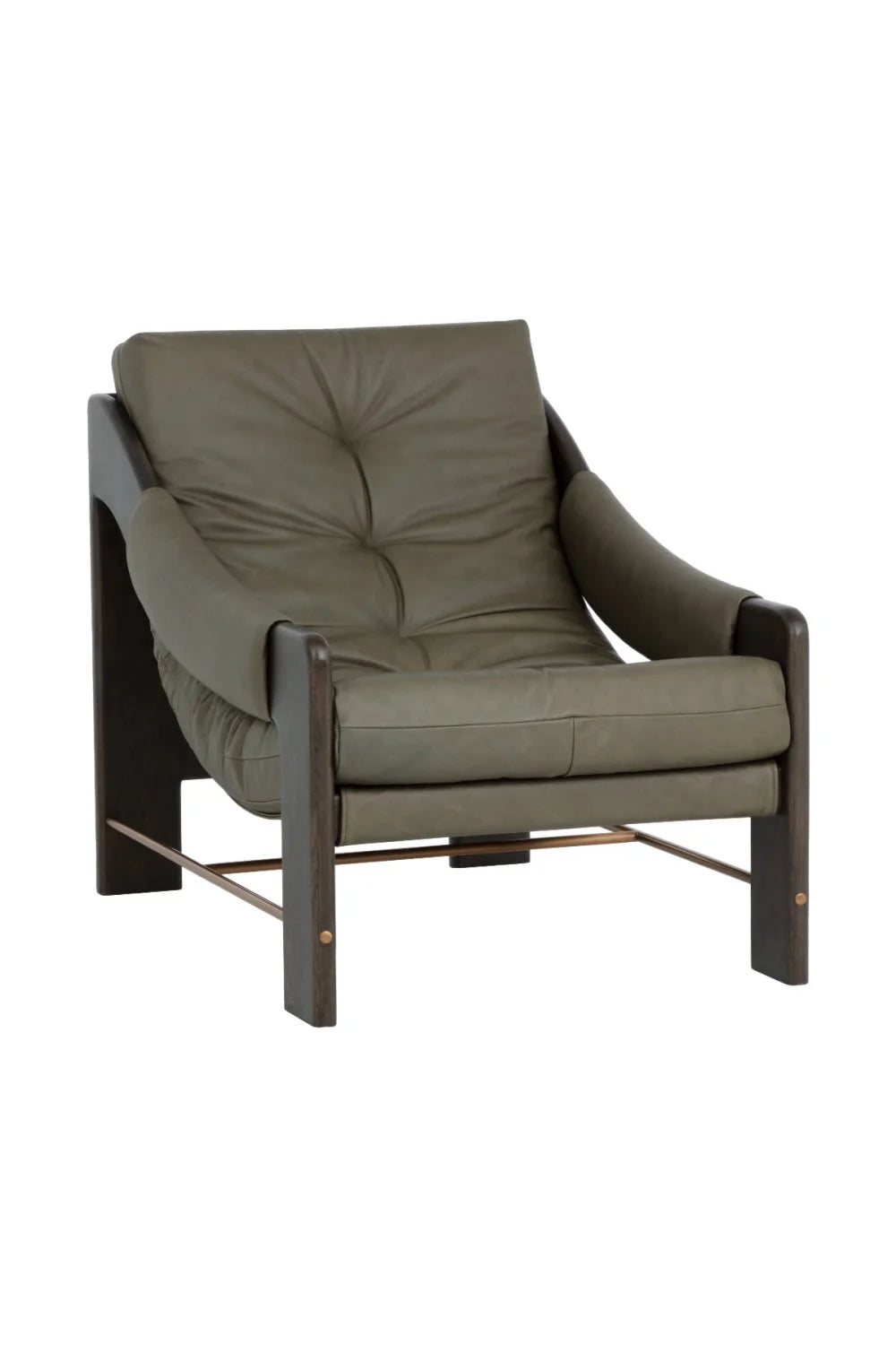 Luxury Reclined Leather Oak Accent Chair European Style for Villa
