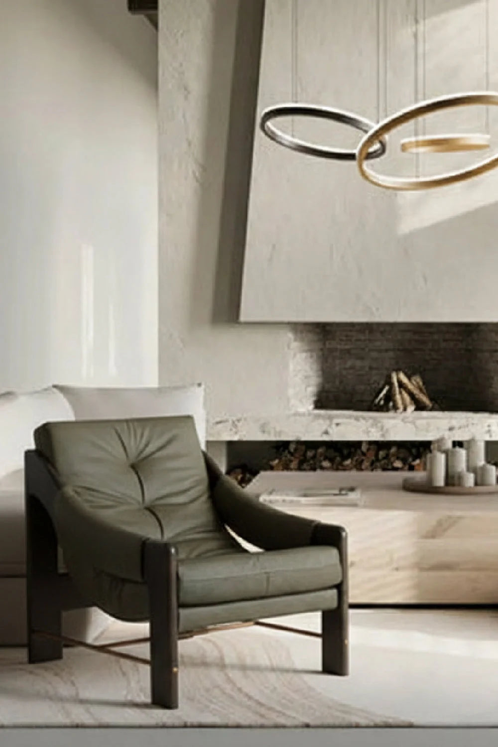 Luxury Reclined Leather Oak Accent Chair European Style for Villa