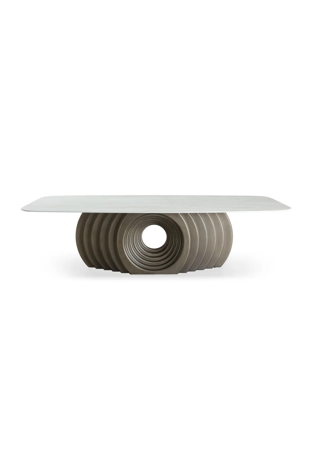 Luxury Rectangle Bronze Fiberglass Dining Table Modern Italian Style for Villa