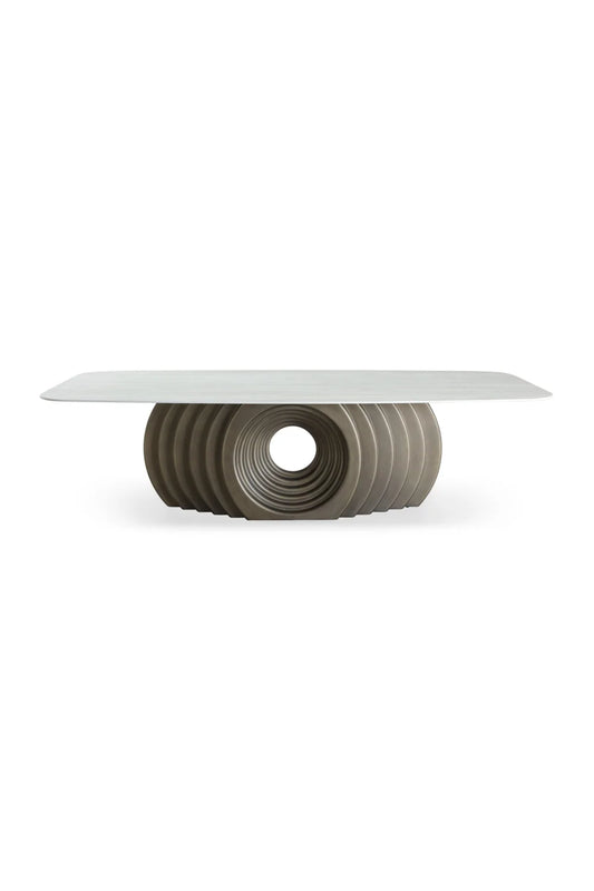 Luxury Rectangle Bronze Fiberglass Dining Table Modern Italian Style for Villa