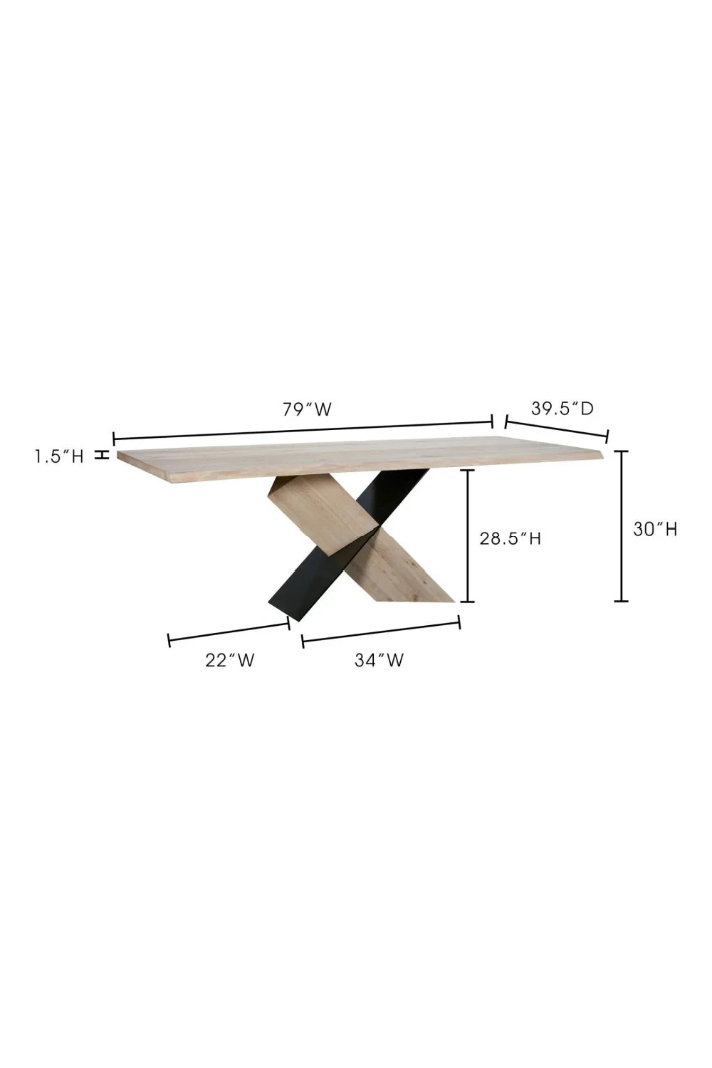Luxury Rectangle White Waxed Oak Dining Table Modern Italian Style for Villa