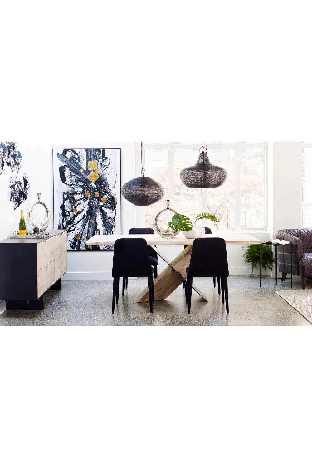 Luxury Rectangle White Waxed Oak Dining Table Modern Italian Style for Villa