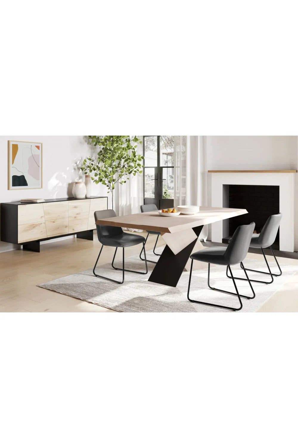 Luxury Rectangle White Waxed Oak Dining Table Modern Italian Style for Villa
