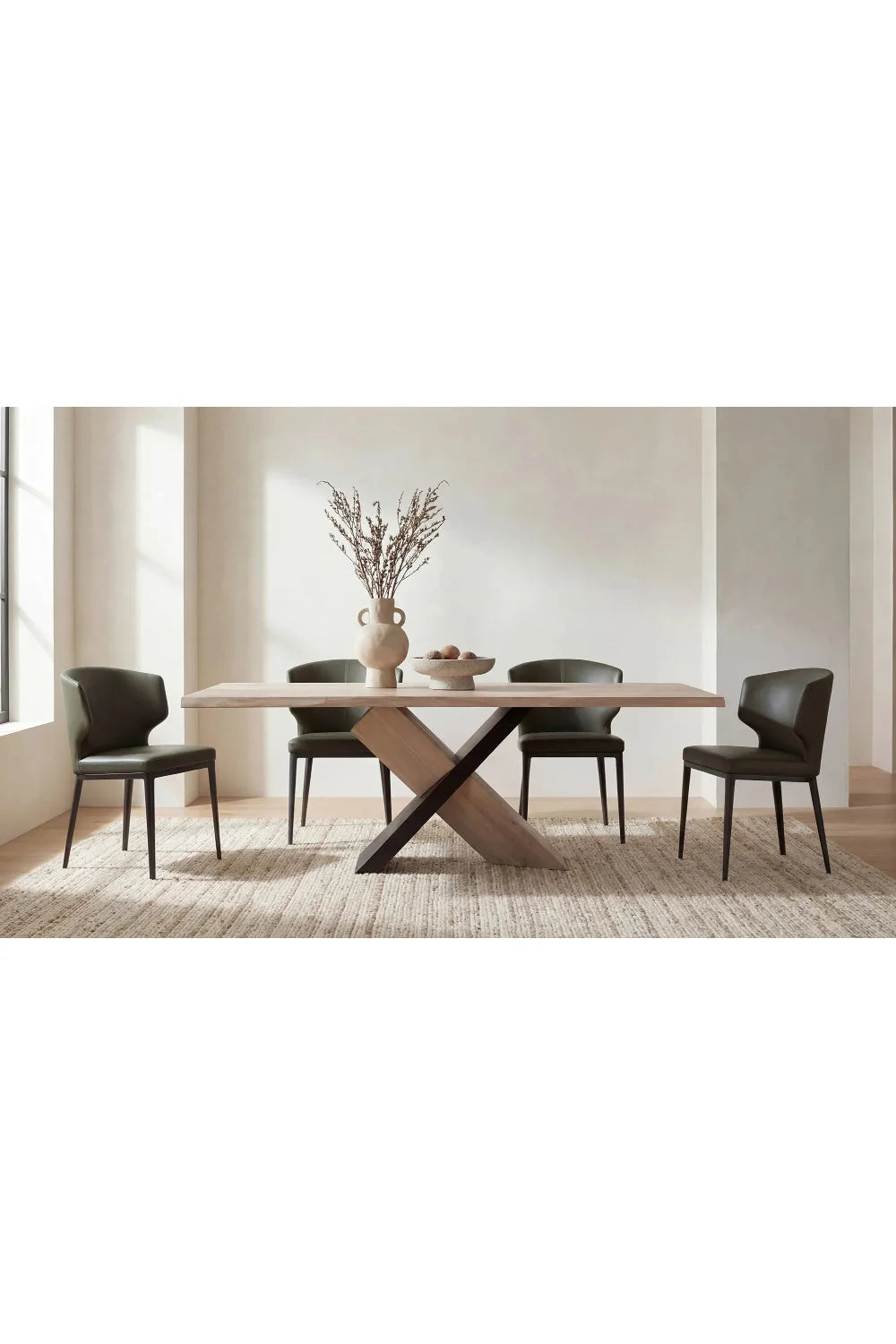 Luxury Rectangle White Waxed Oak Dining Table Modern Italian Style for Villa