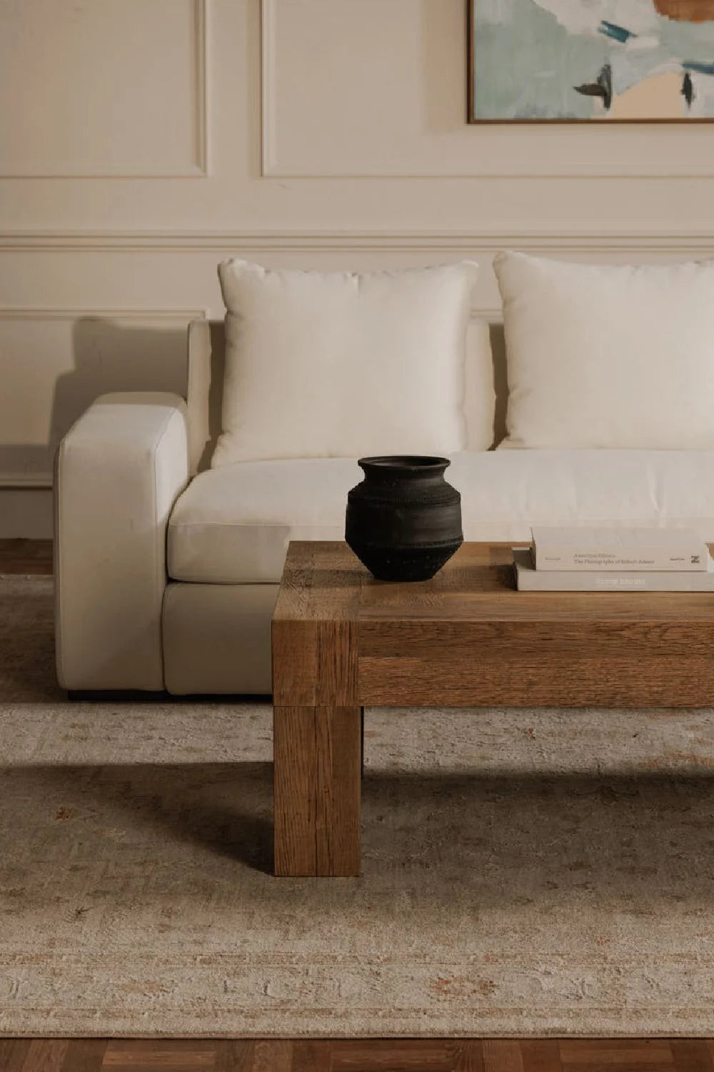 Luxury Rectangular Aged Oak Coffee Table Modern Italian Style for Villa